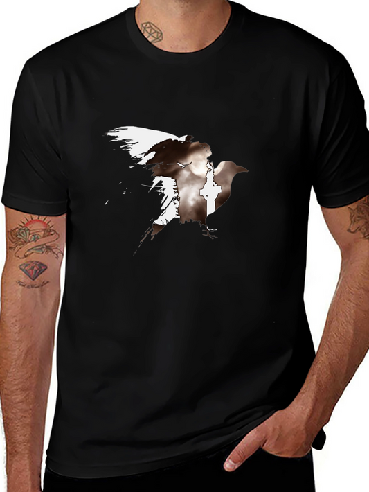 Raven Graphic Tee - Black Casual T-Shirt