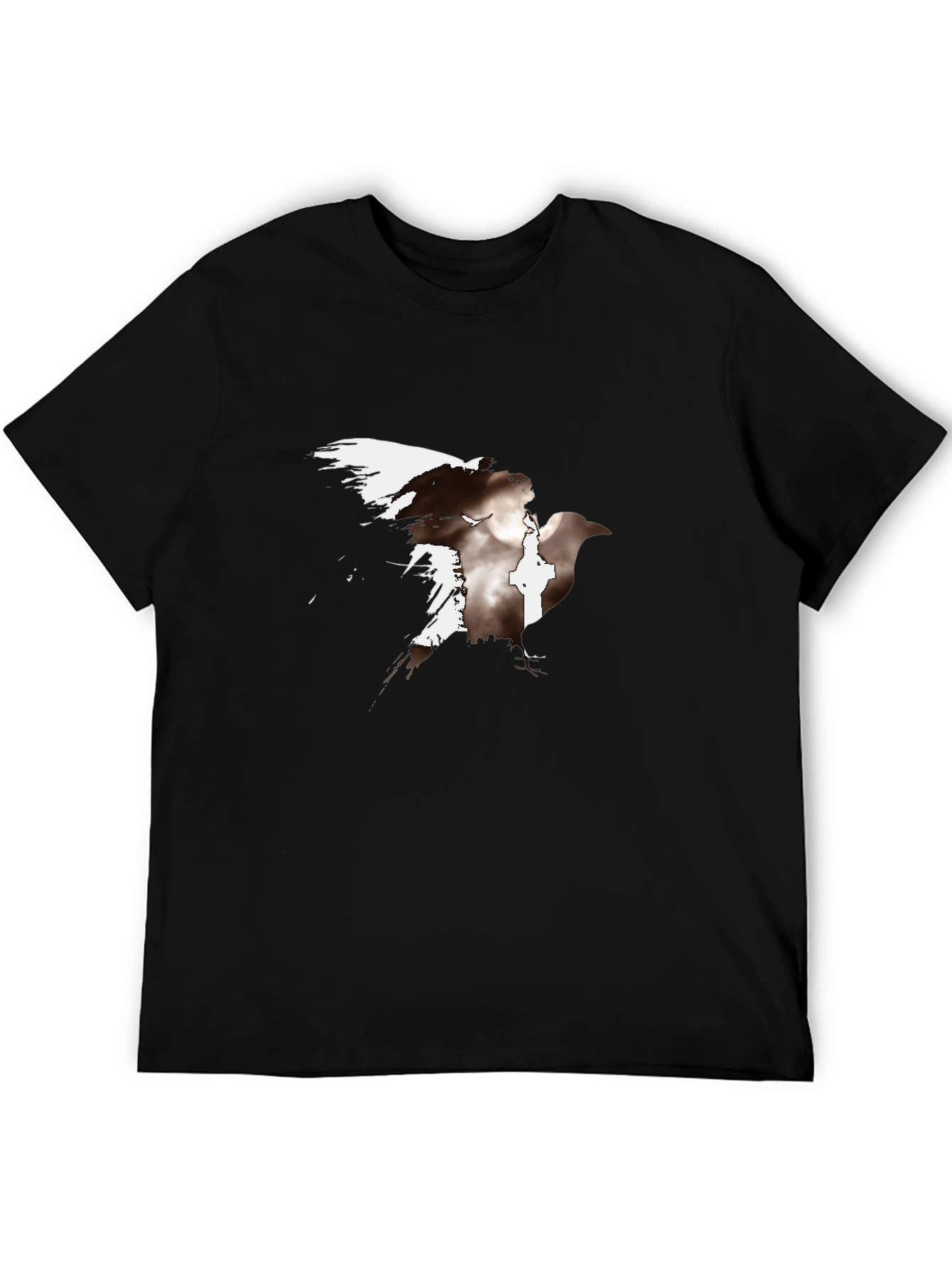 Raven Graphic Tee - Black Casual T-Shirt