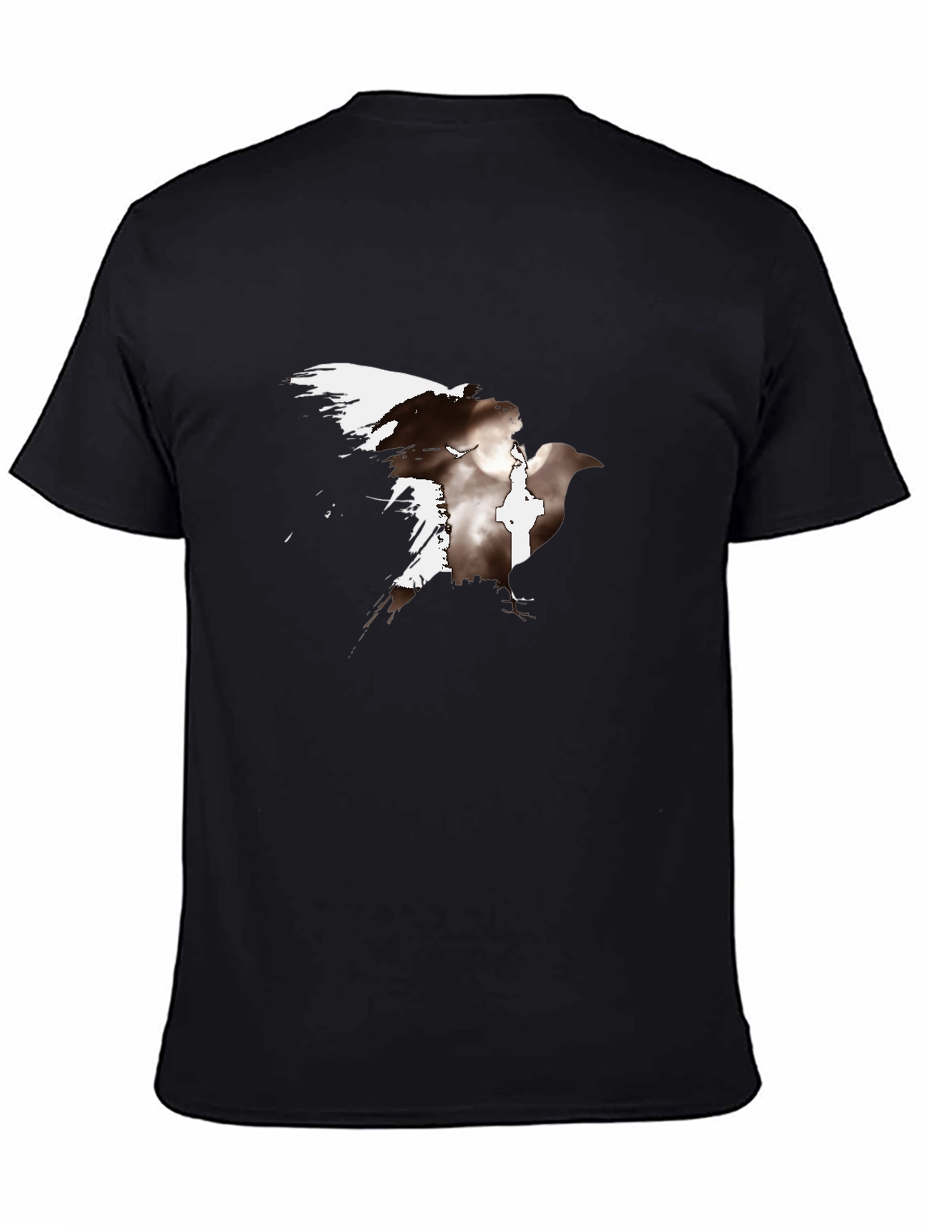 Raven Graphic Tee - Black Casual T-Shirt