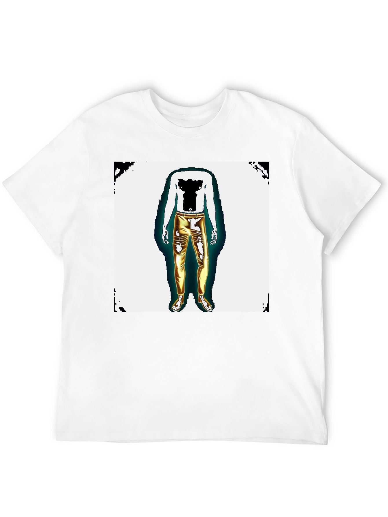 Mens Graphic Tee - Headless Body Gold Pants Print