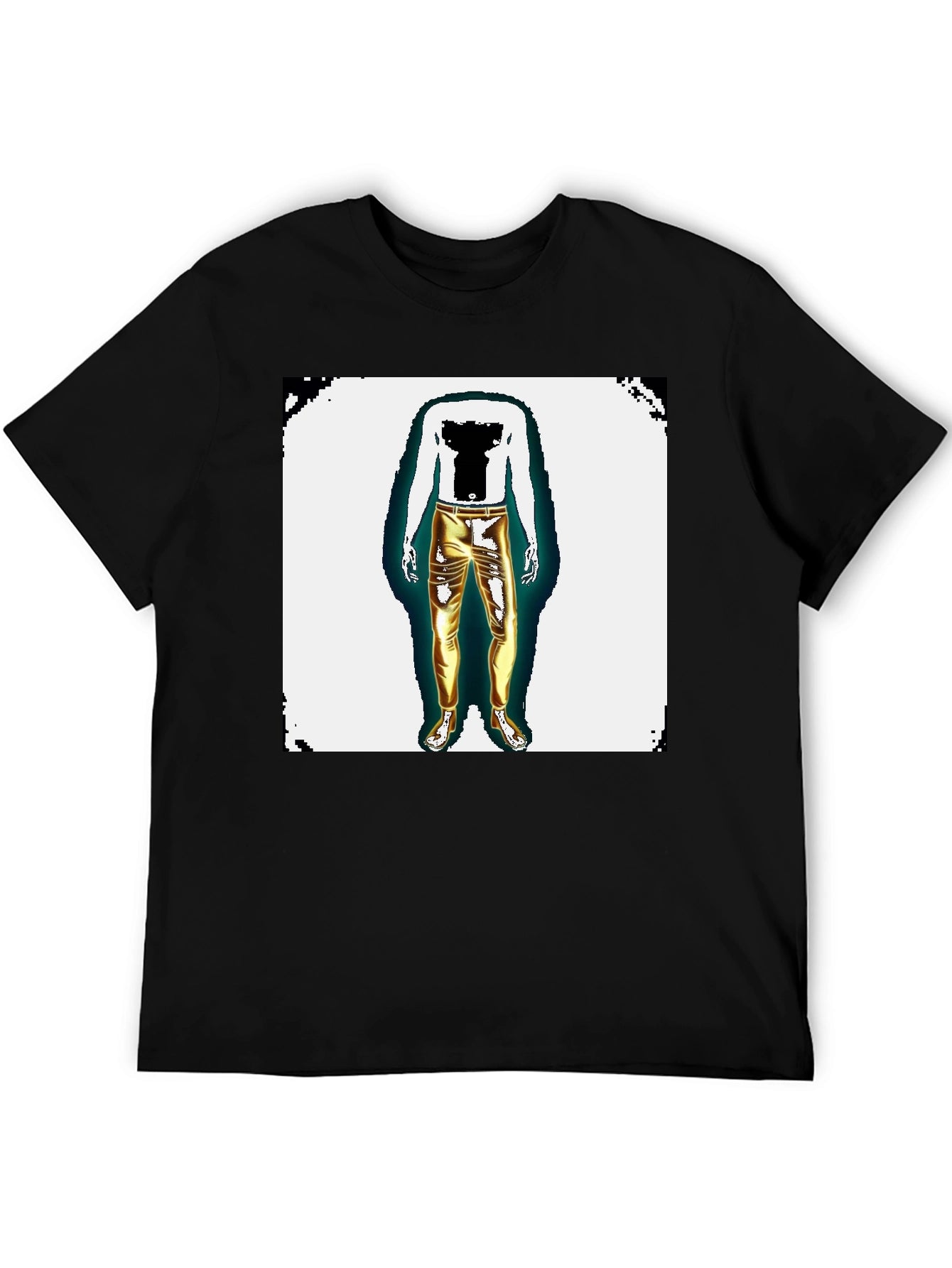 Mens Graphic Tee - Headless Body Gold Pants Print
