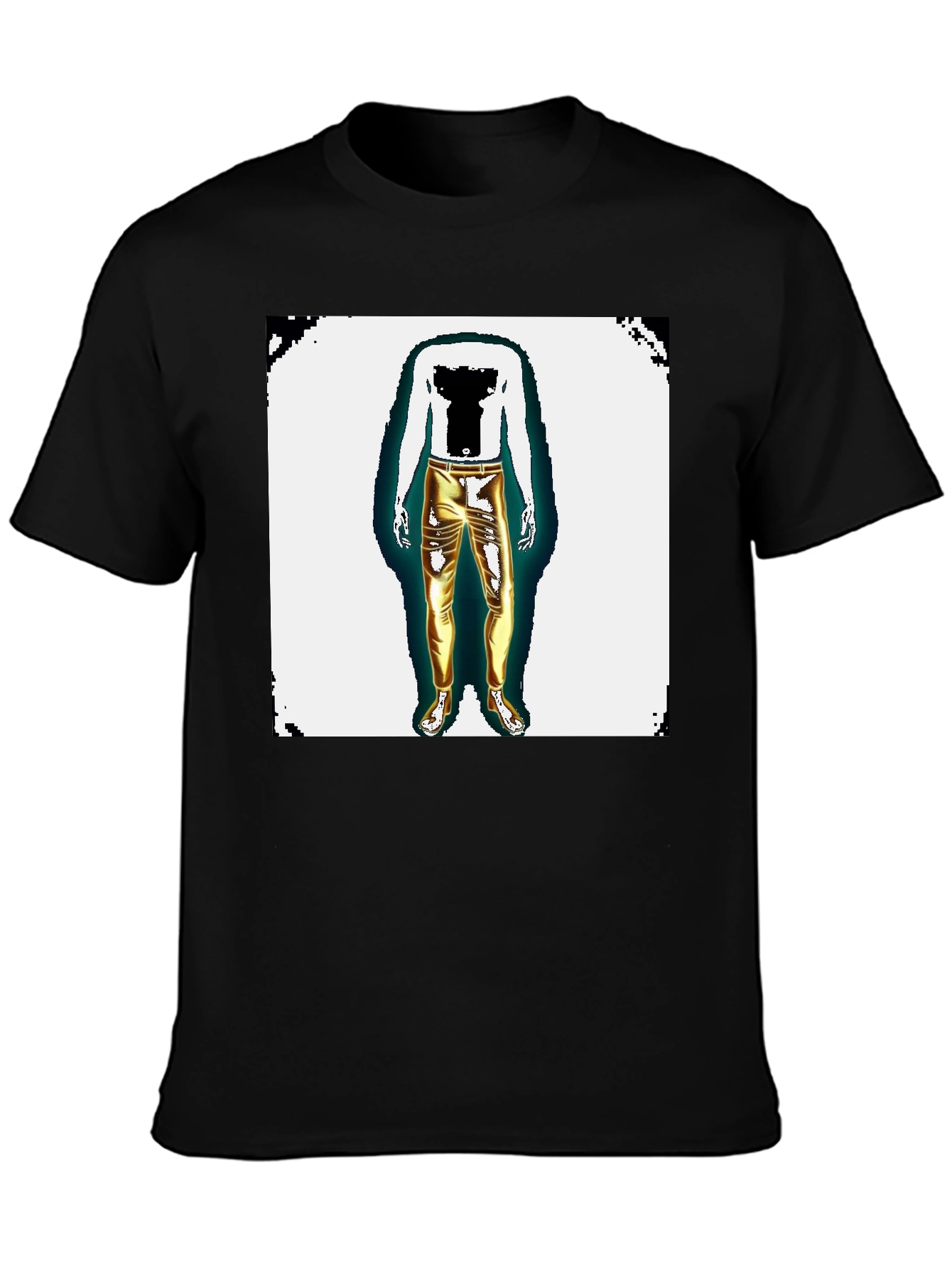 Mens Graphic Tee - Headless Body Gold Pants Print