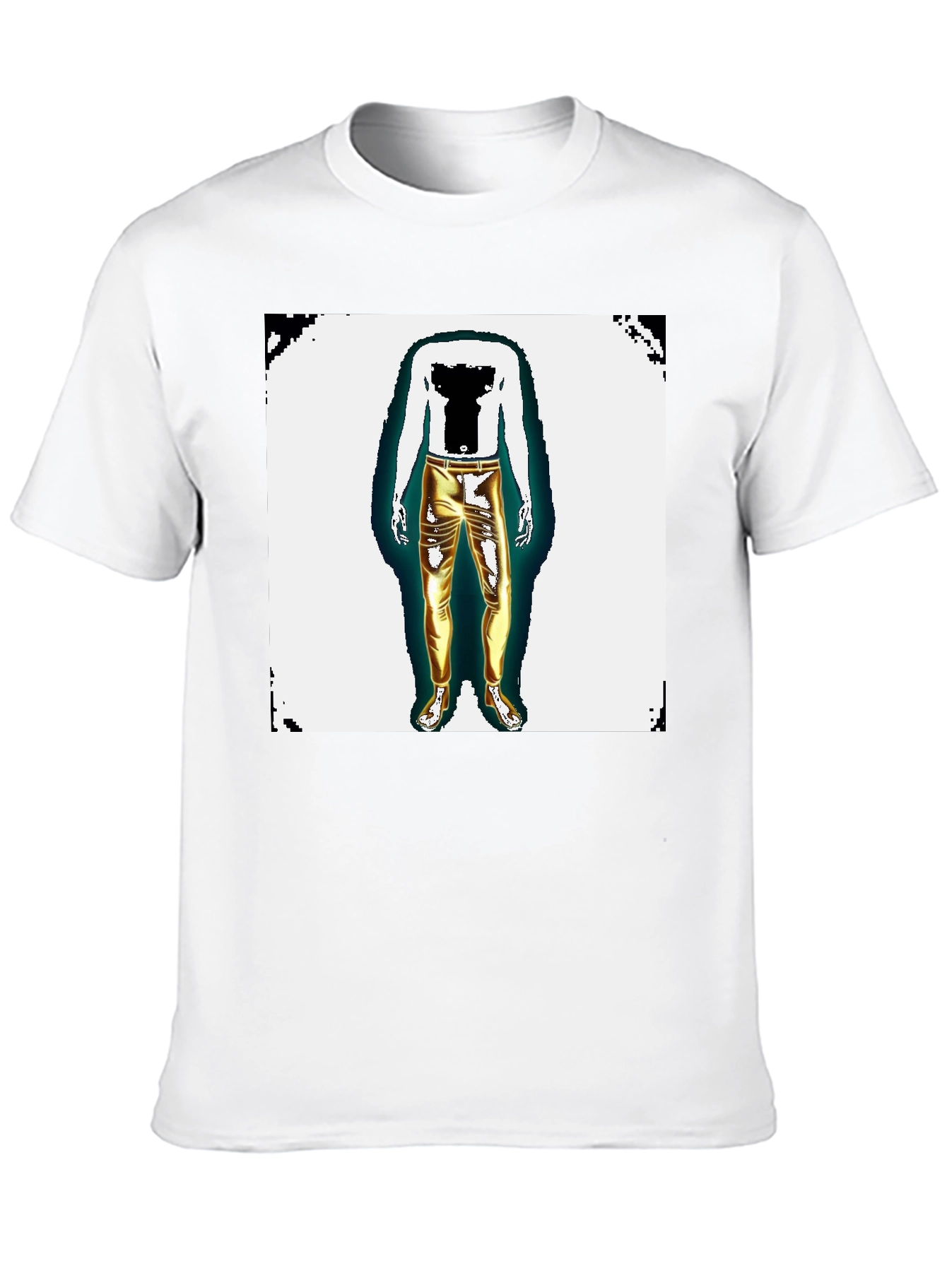 Mens Graphic Tee - Headless Body Gold Pants Print
