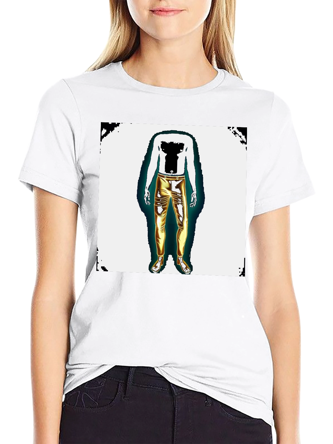 Mens Graphic Tee - Headless Body Gold Pants Print