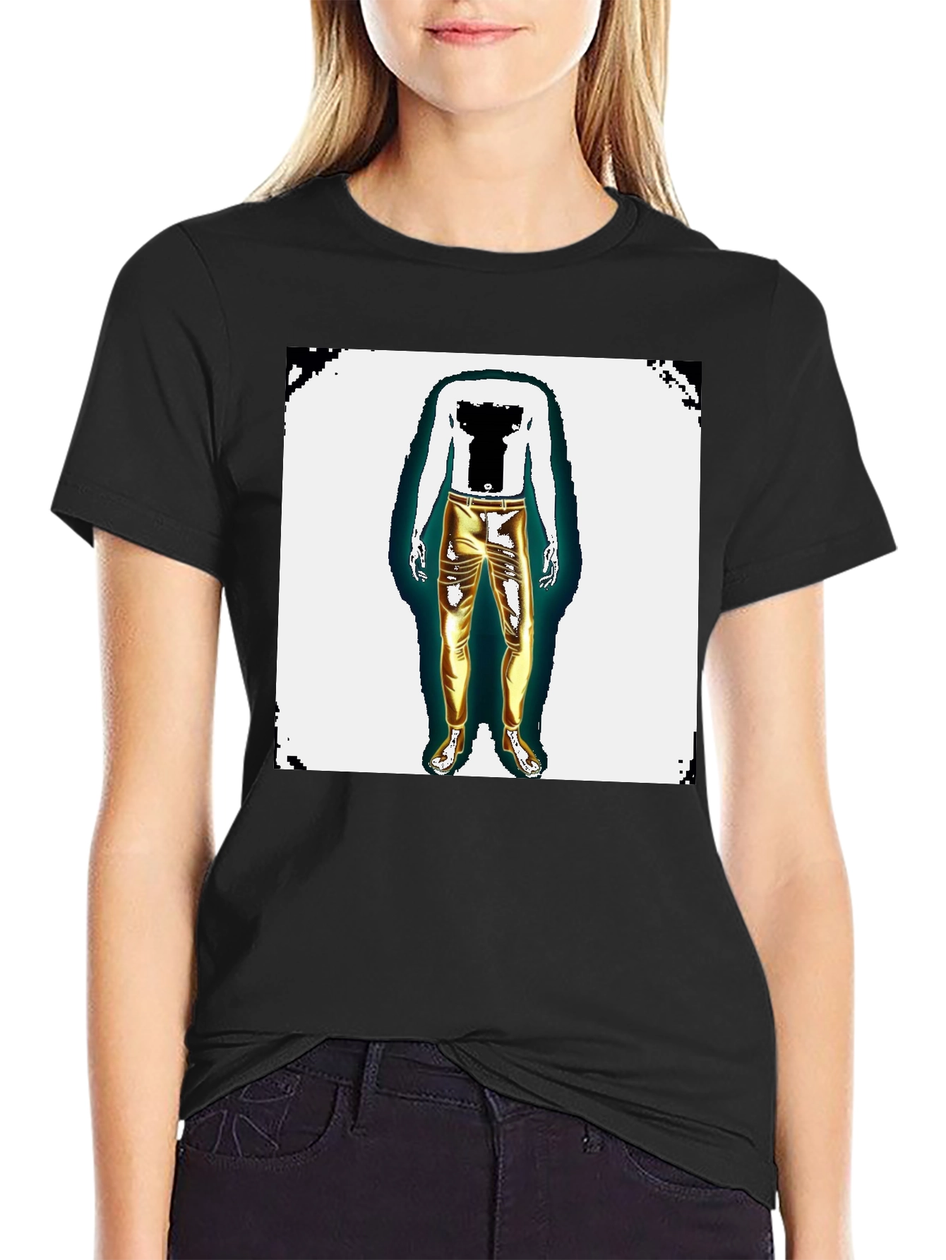 Mens Graphic Tee - Headless Body Gold Pants Print