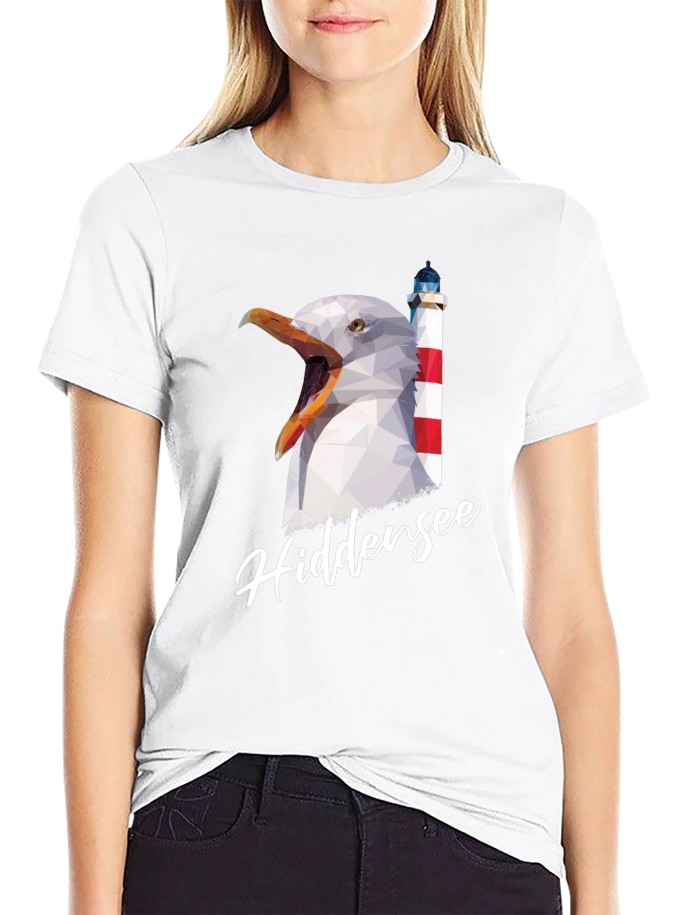 HiddenSee Graphic T-Shirt: Seagull & Lighthouse