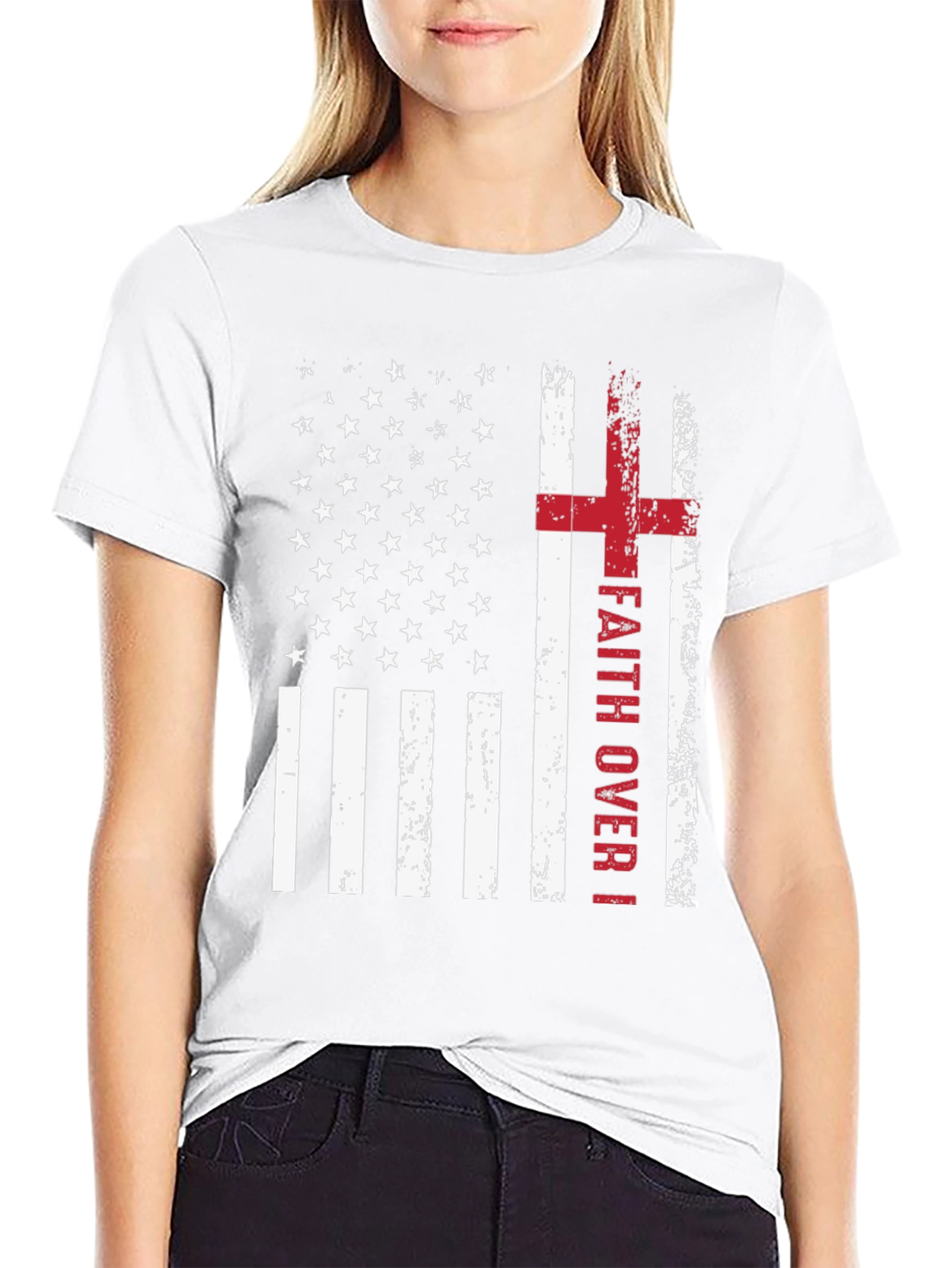 Faith Over Fear American Flag Graphic Tee