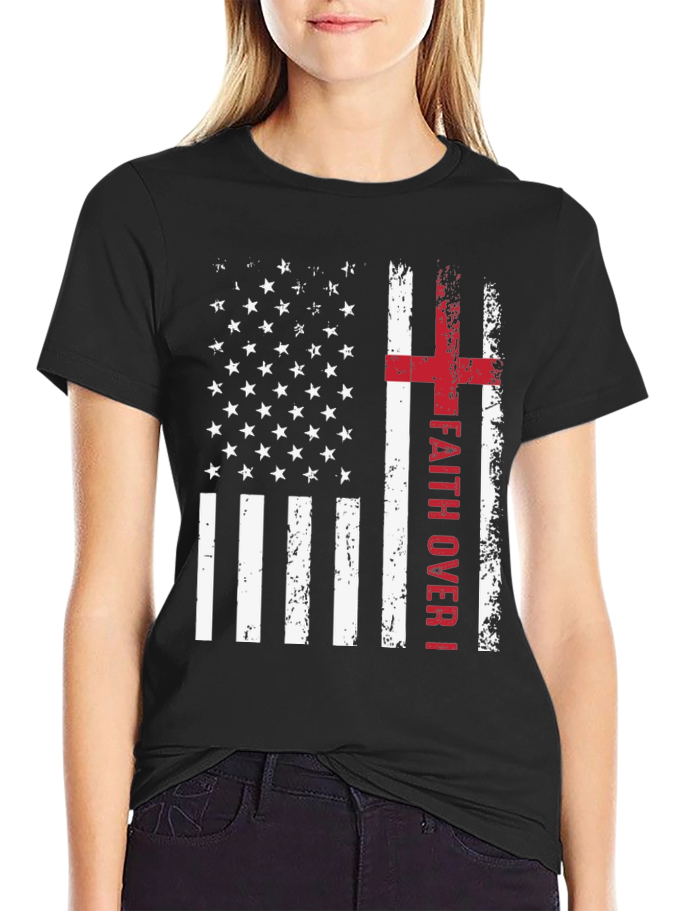 Faith Over Fear American Flag Graphic Tee