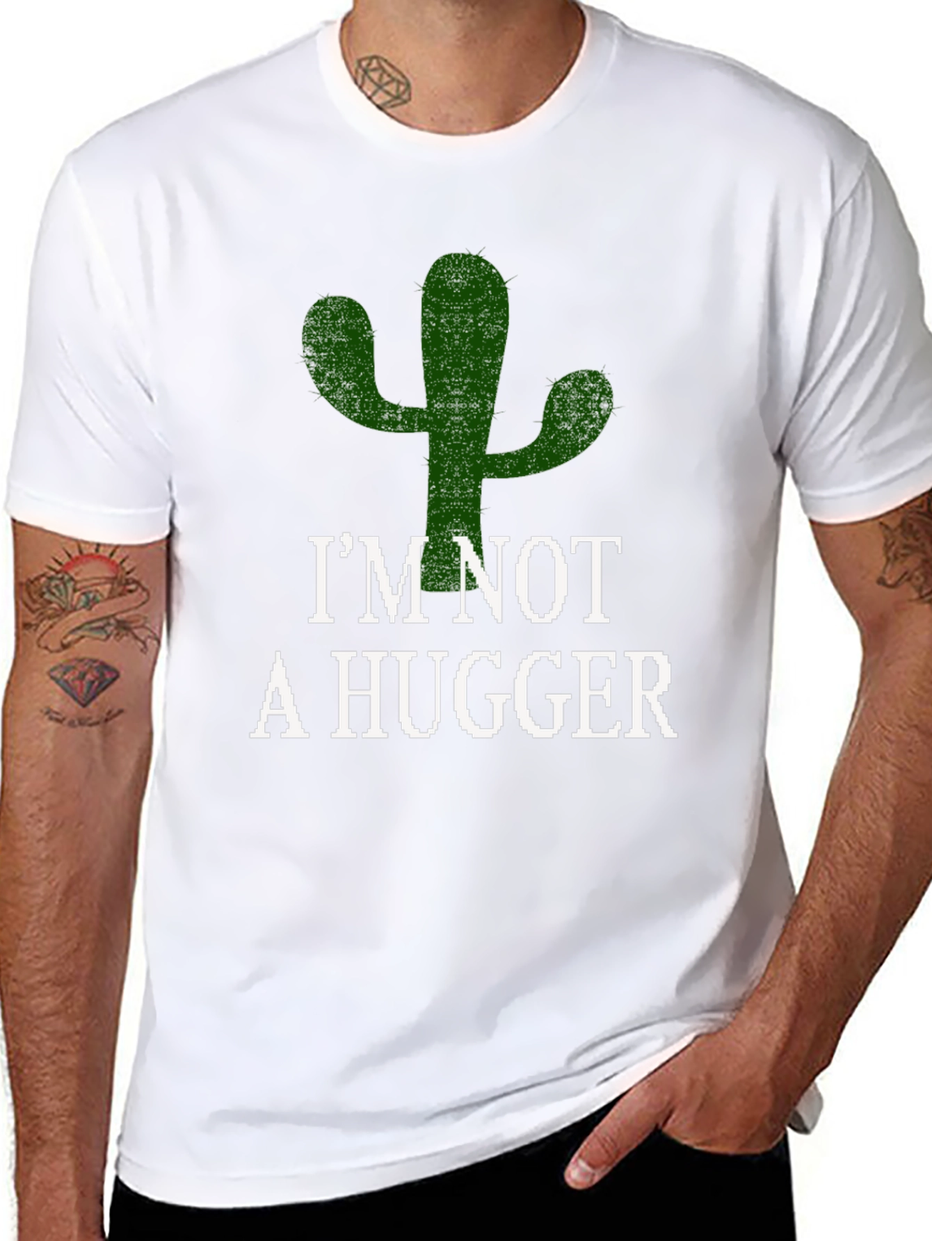 Im Not A Hugger Cactus T-Shirt - Black