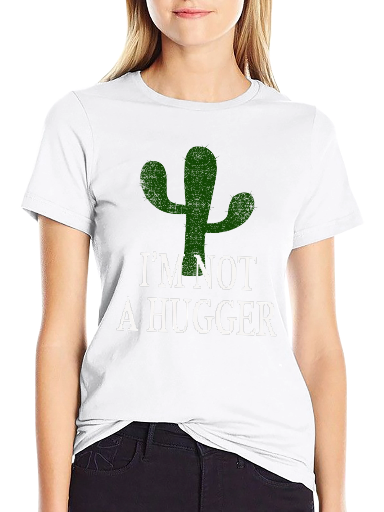 Im Not A Hugger Cactus T-Shirt - Black