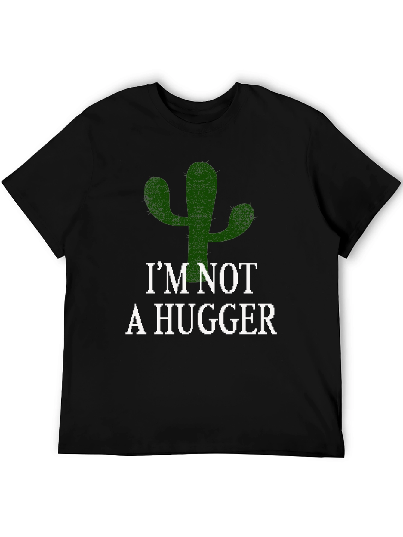 Im Not A Hugger Cactus T-Shirt - Black