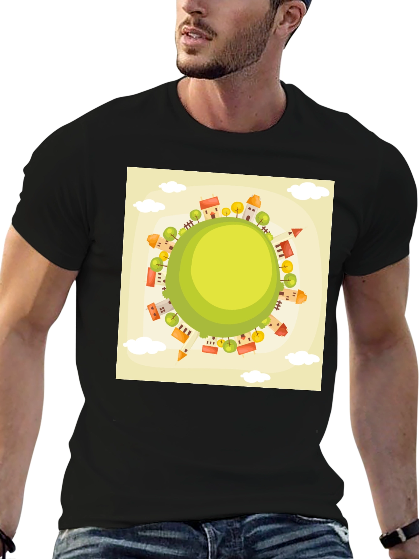 Cartoon World Graphic Tee - Black
