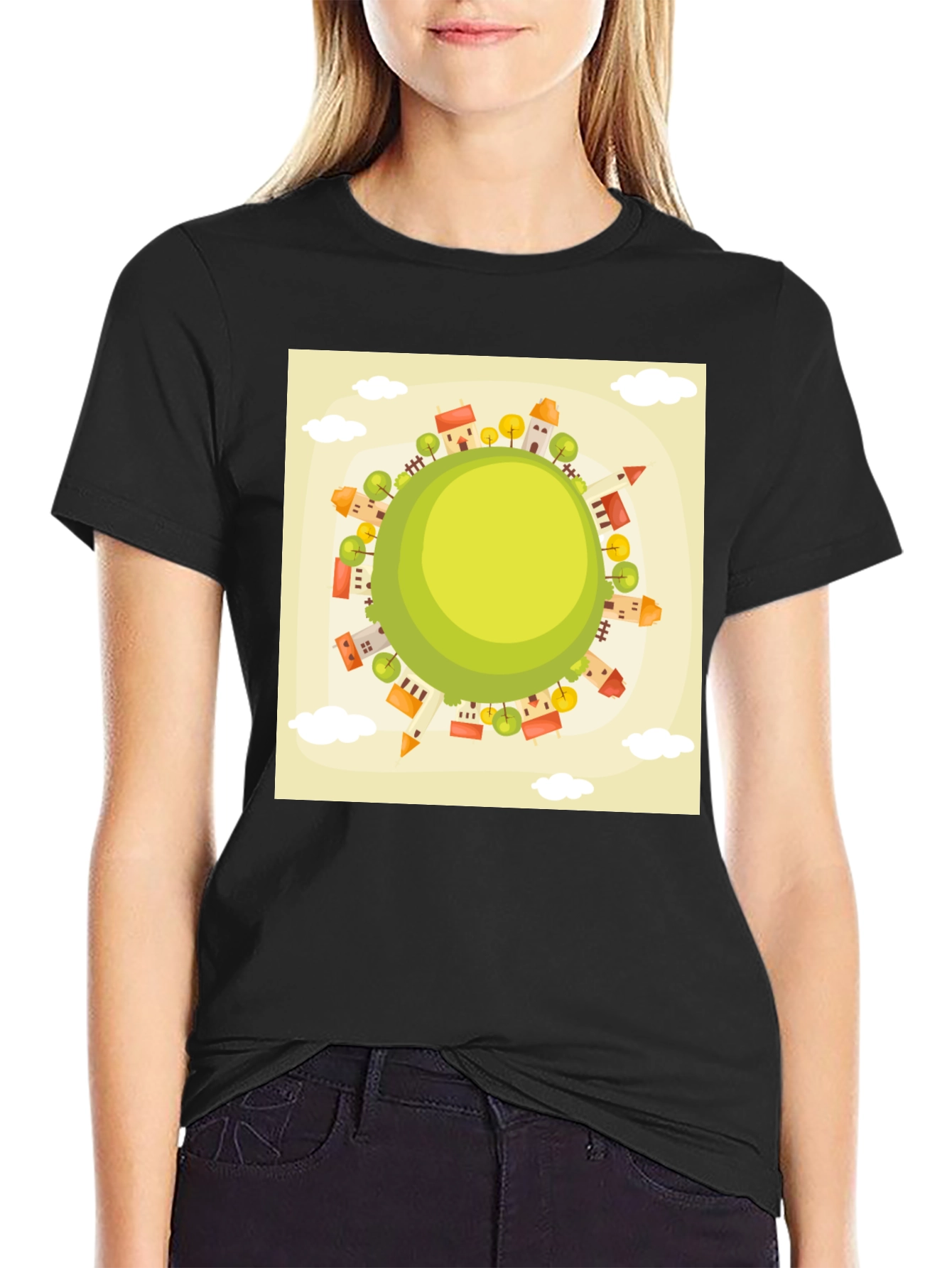 Cartoon World Graphic Tee - Black