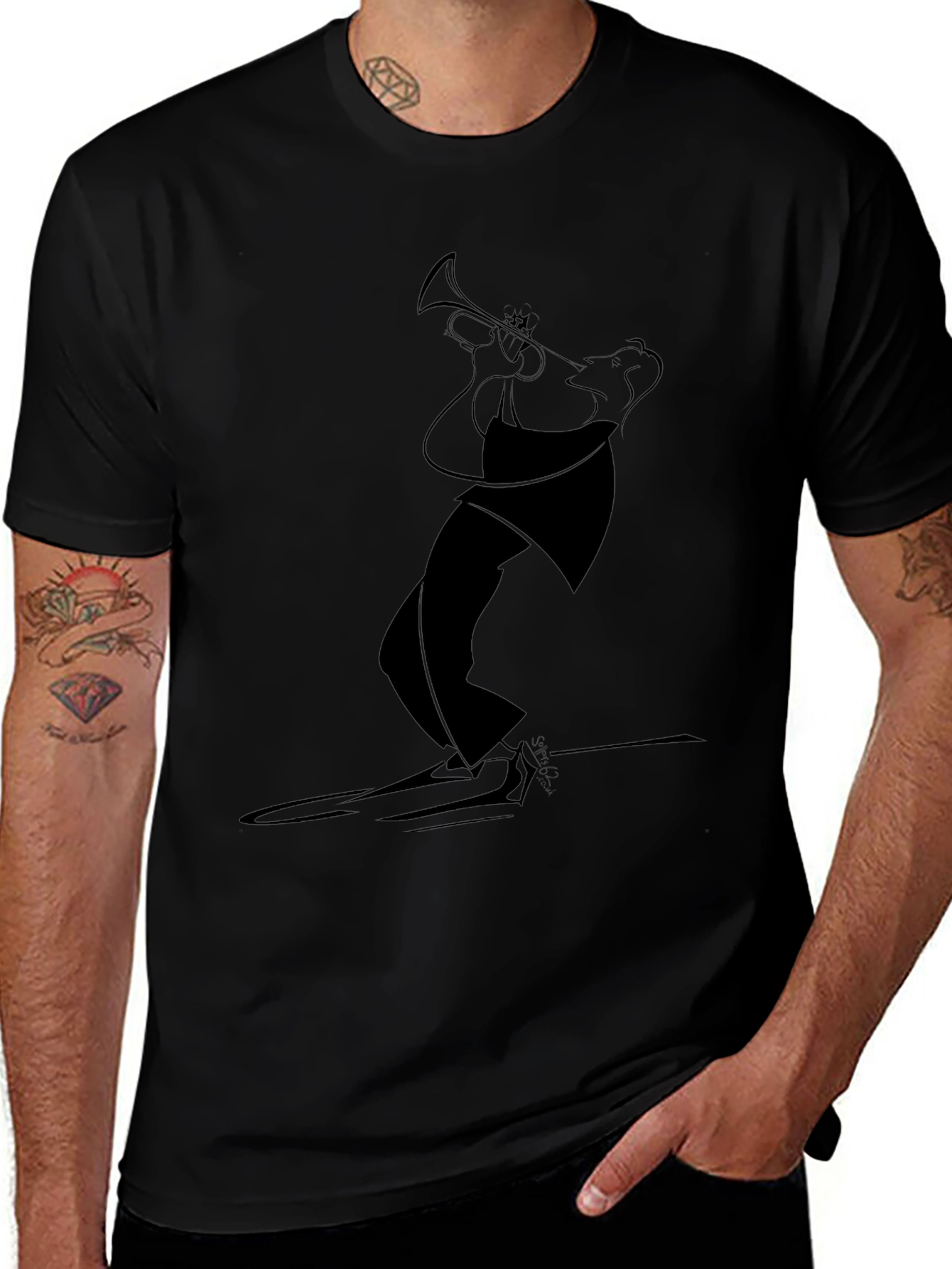 Jazz Trumpet Player Graphic Tee - Black