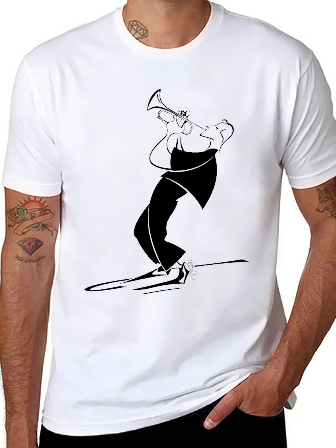 Jazz Trumpet Player Graphic Tee - Black