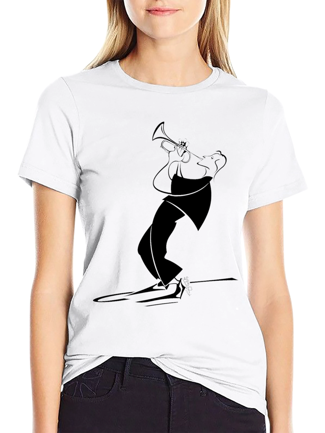 Jazz Trumpet Player Graphic Tee - Black