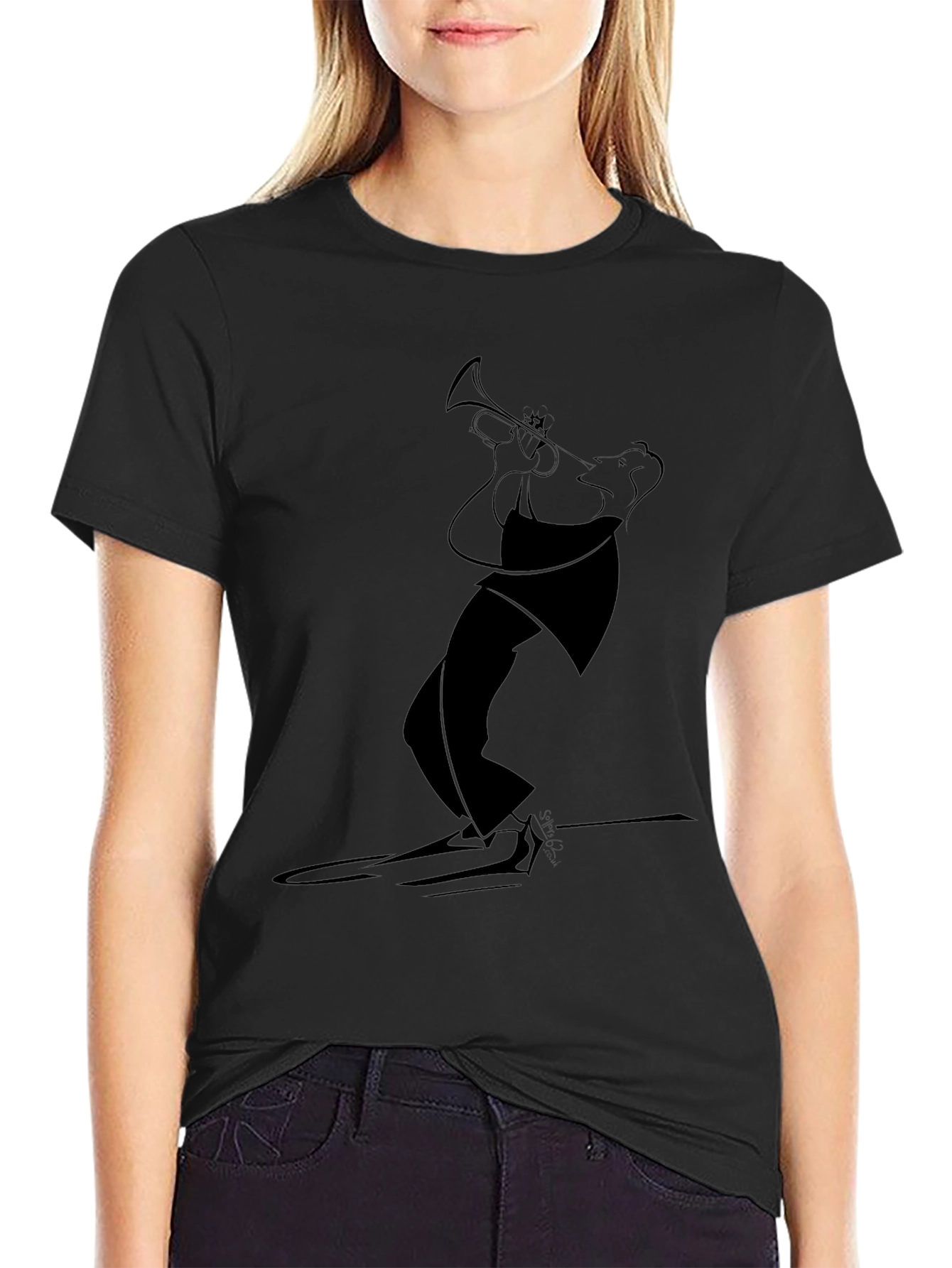 Jazz Trumpet Player Graphic Tee - Black
