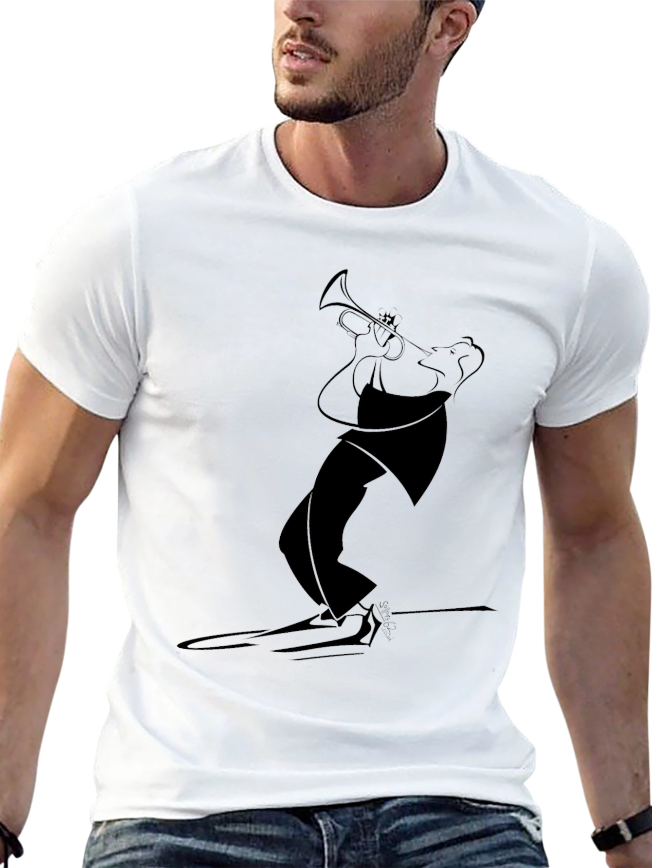 Jazz Trumpet Player Graphic Tee - Black