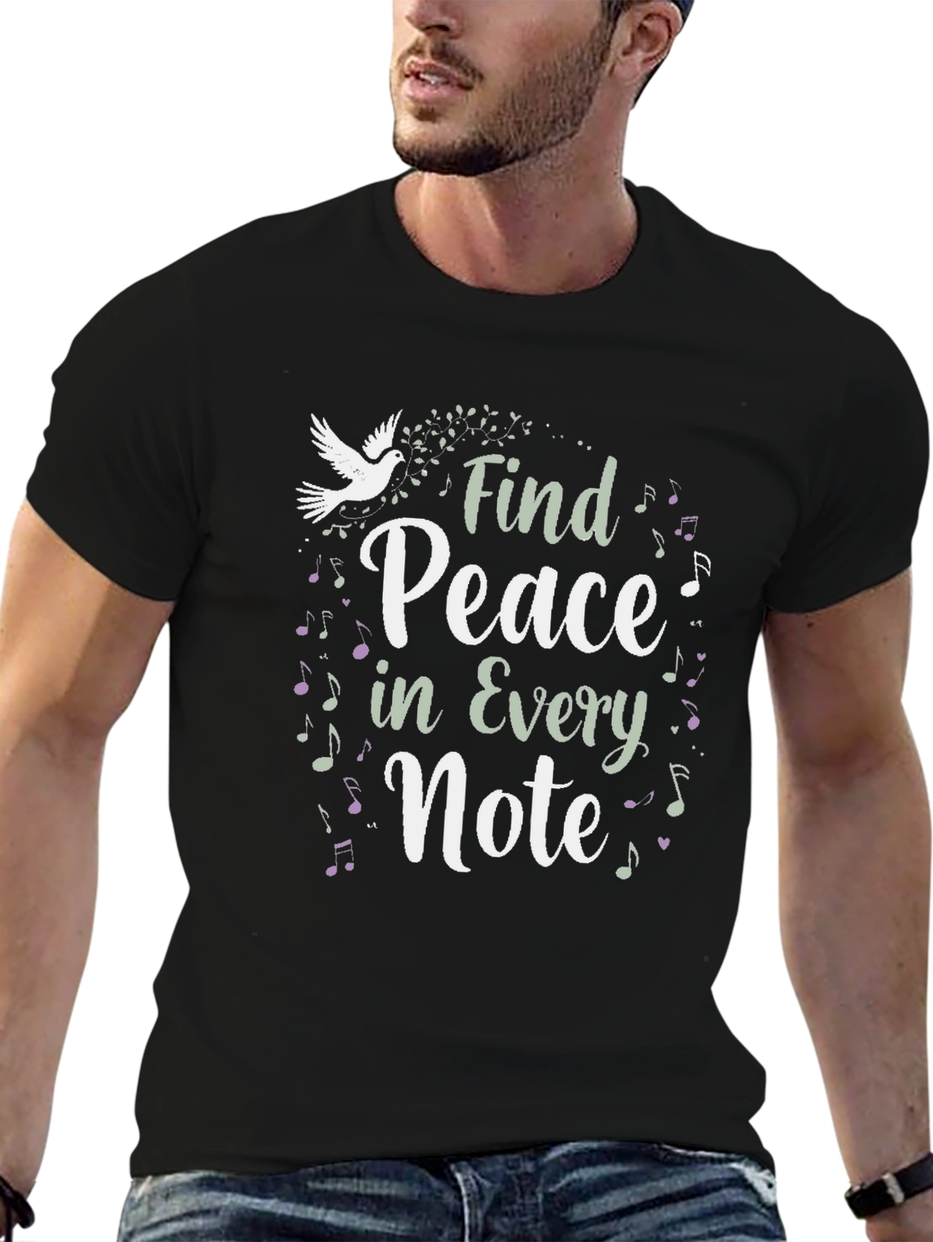 Find Peace In Every Note Black Graphic Tee