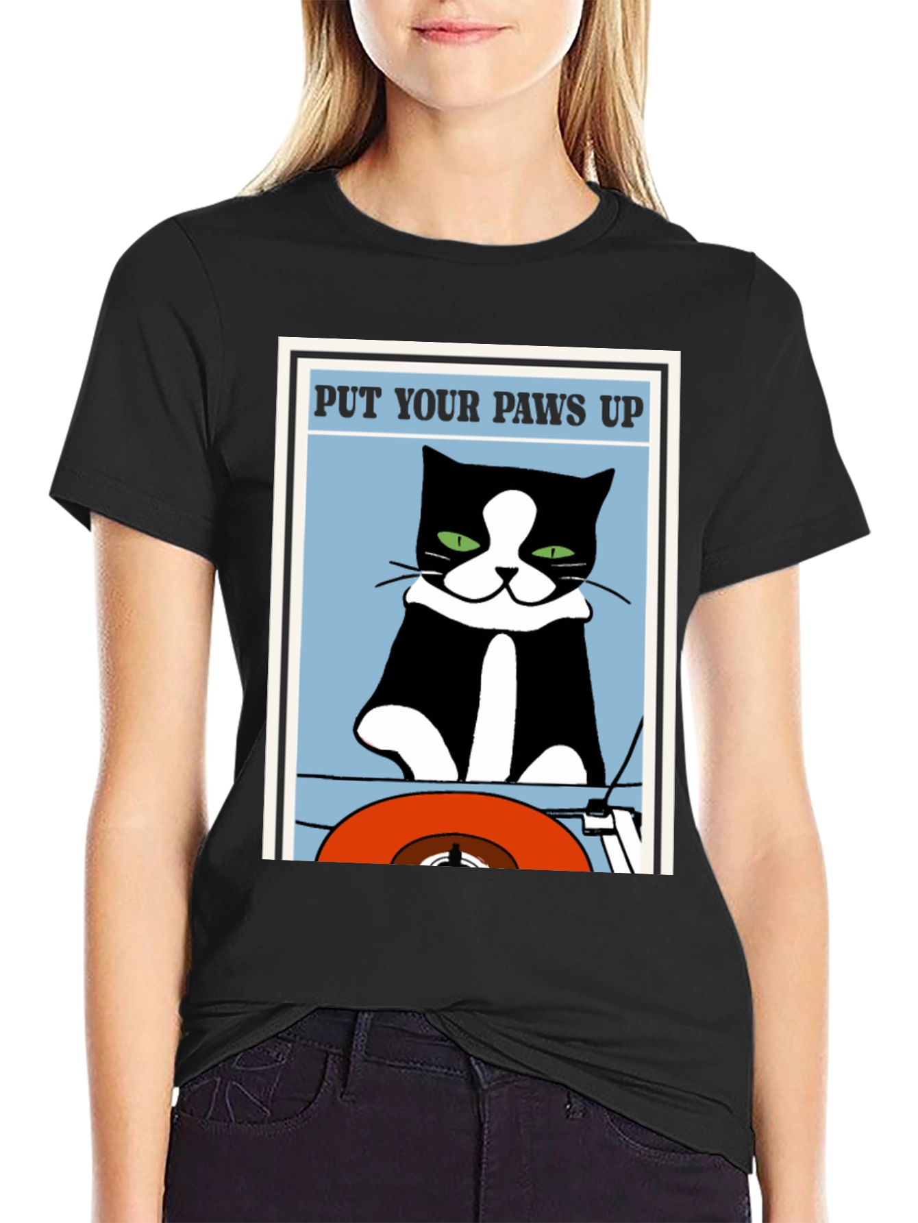 Put Your Paws Up Cat Graphic T-Shirt