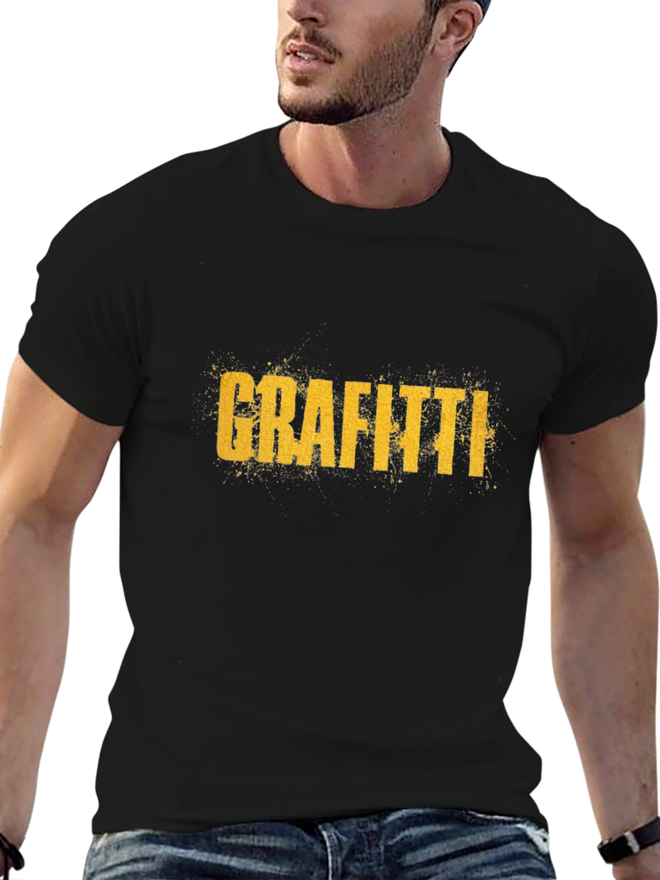 Grafitti Graphic Print Crew Neck T-Shirt