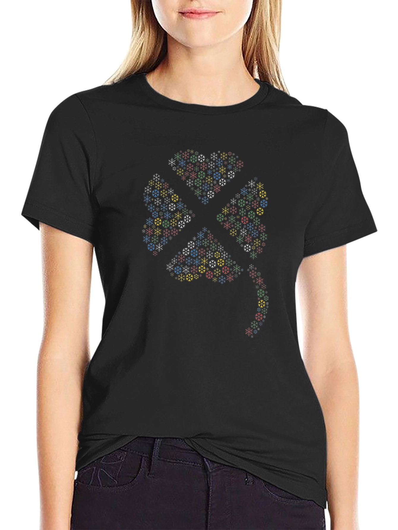 Lucky Clover Graphic T-Shirt - Black