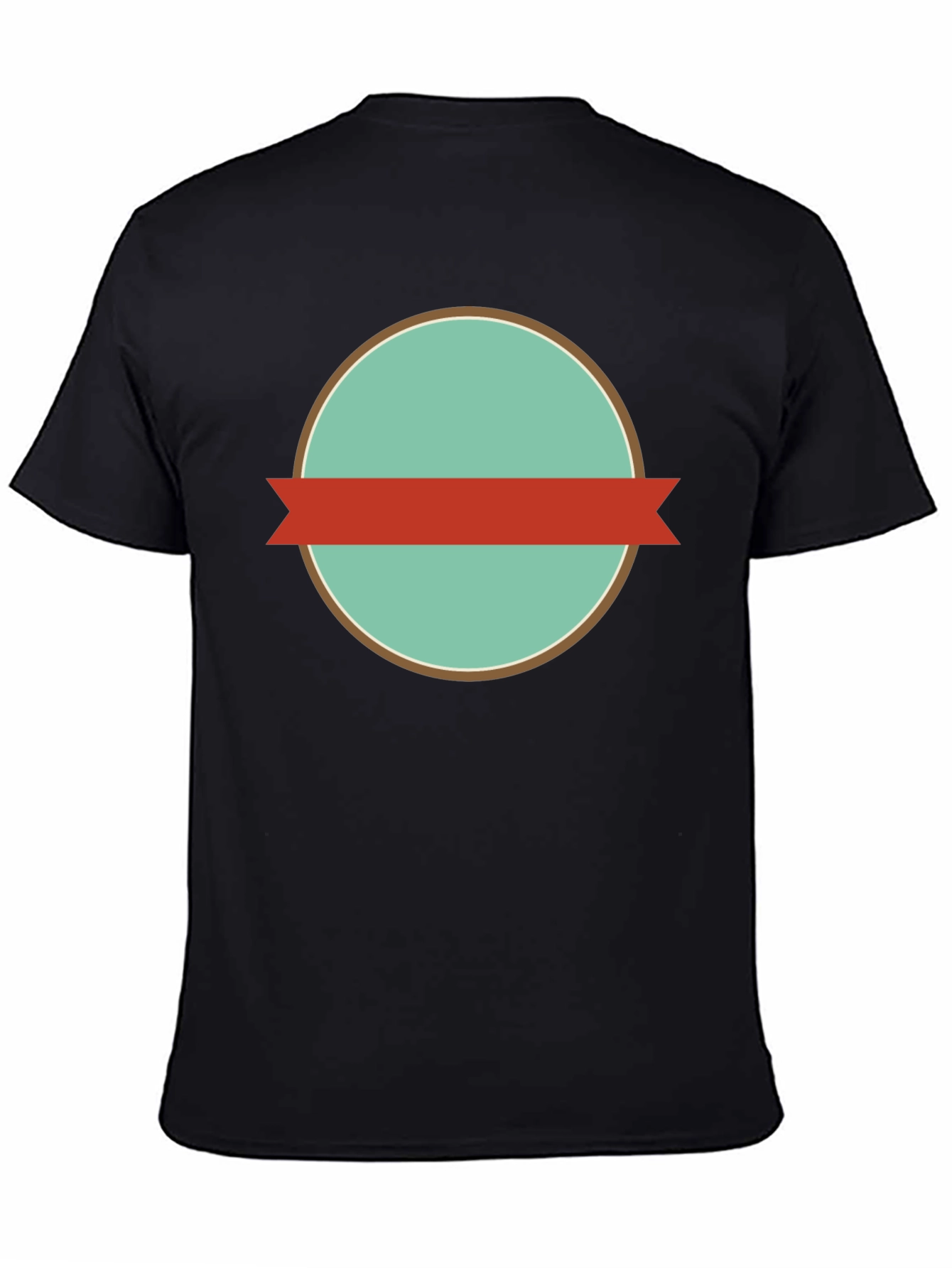 Mens Black Graphic Tee with Retro Circle Design