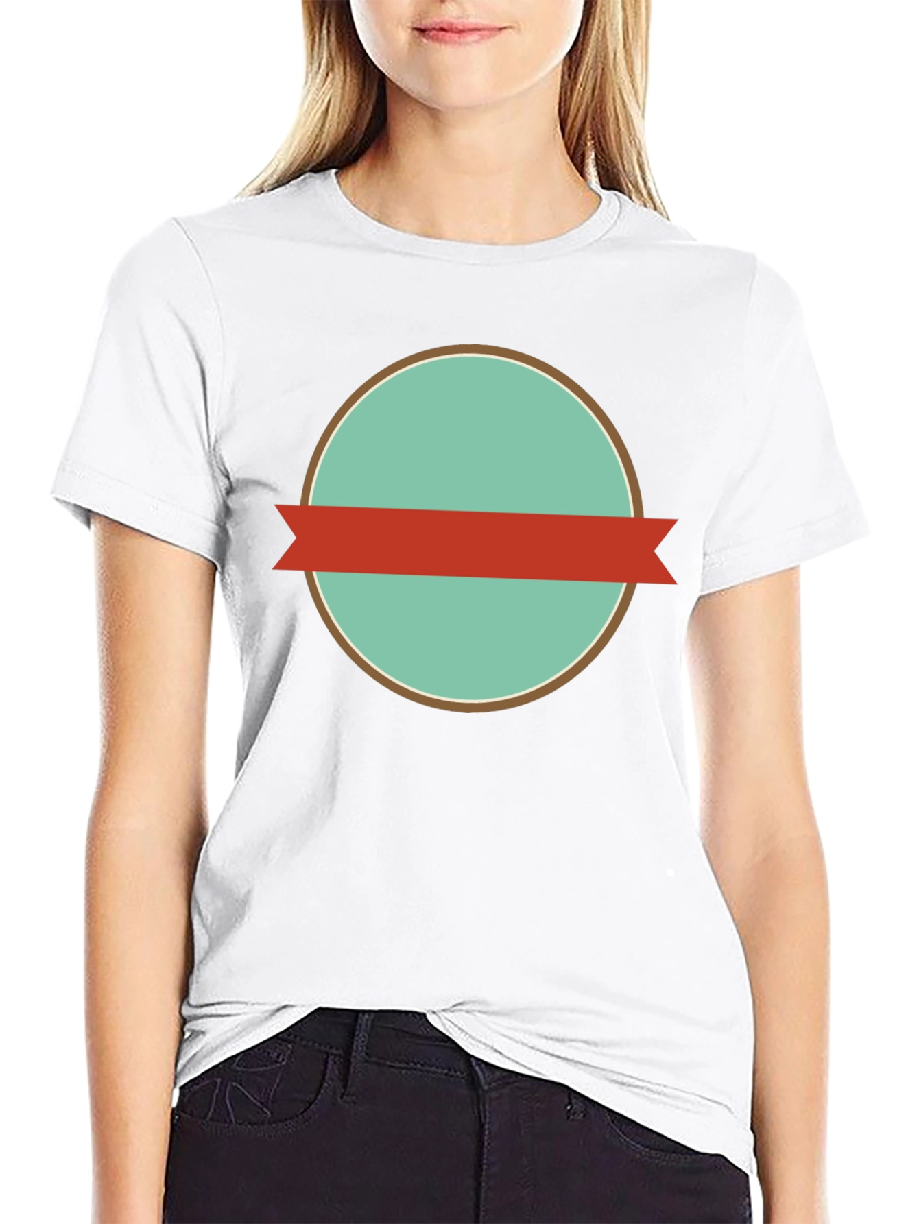 Mens Black Graphic Tee with Retro Circle Design