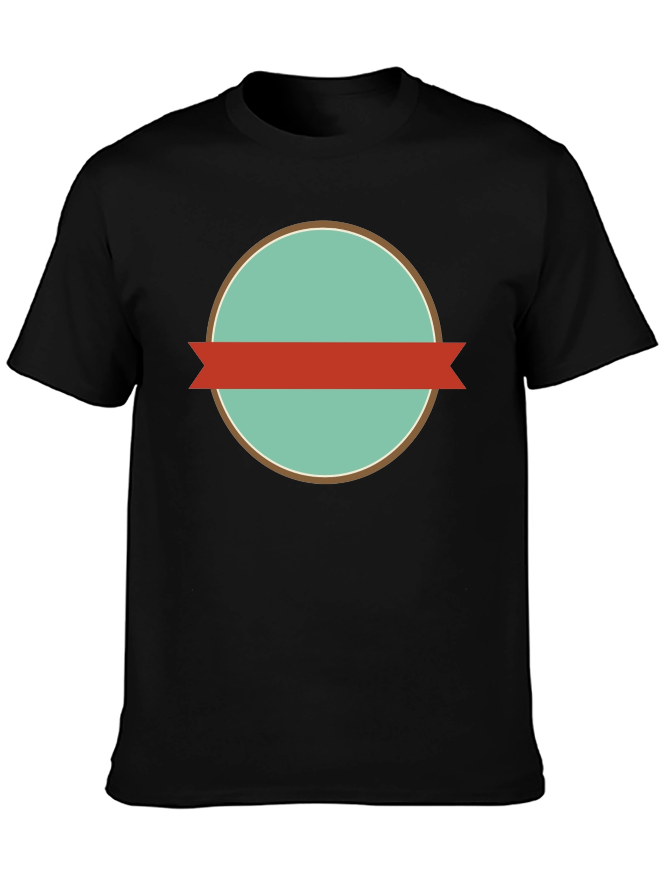 Mens Black Graphic Tee with Retro Circle Design