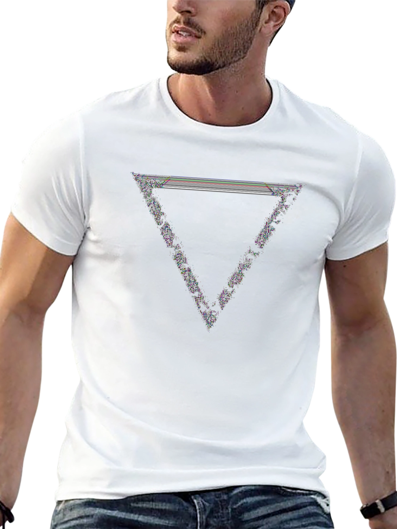 Abstract Triangle Graphic Tee - Black T-Shirt