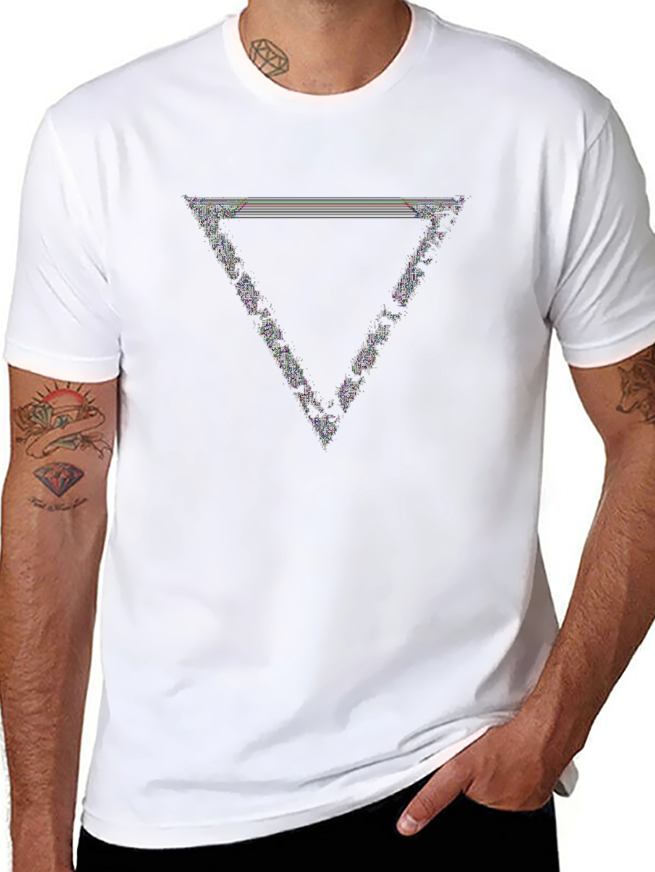 Abstract Triangle Graphic Tee - Black T-Shirt