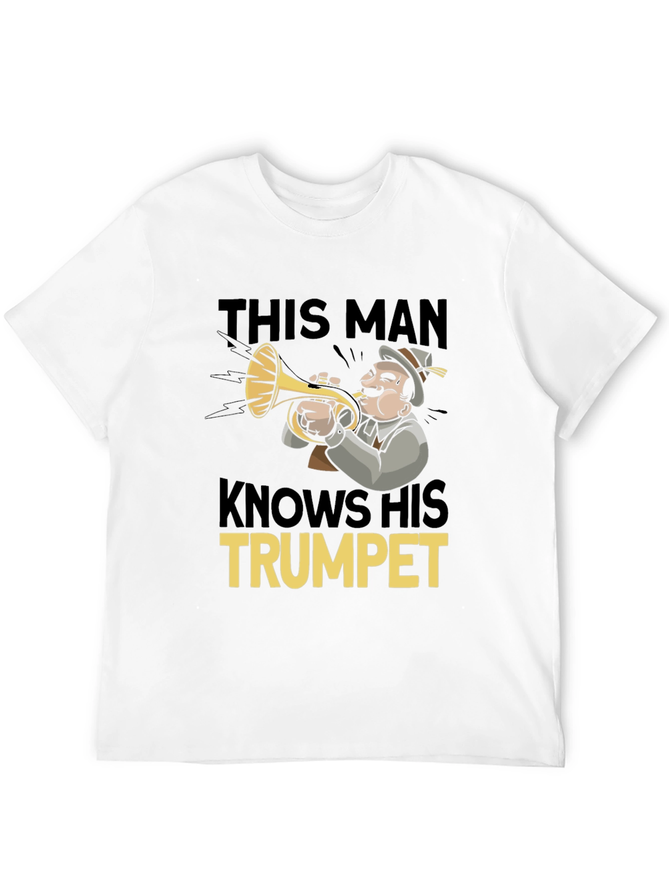 This Man Knows His Trumpet Black Graphic Tee