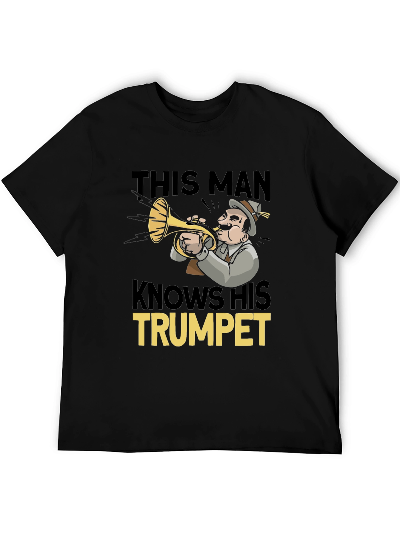 This Man Knows His Trumpet Black Graphic Tee