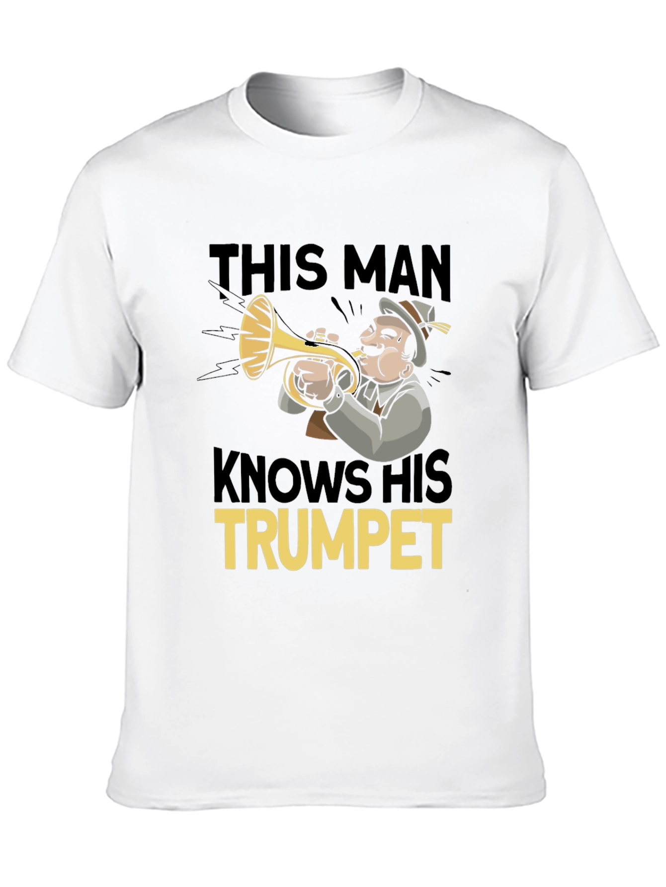This Man Knows His Trumpet Black Graphic Tee