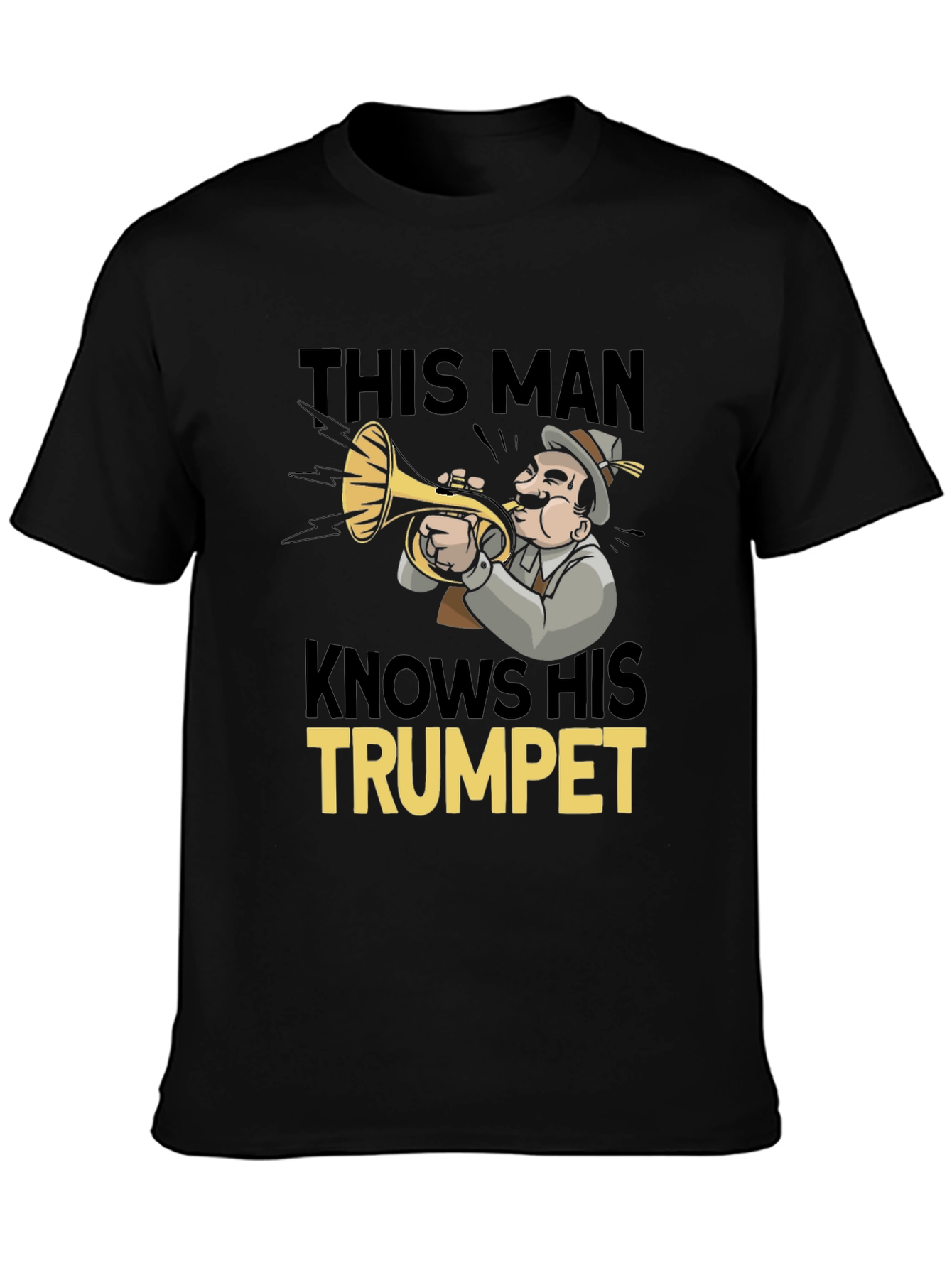 This Man Knows His Trumpet Black Graphic Tee