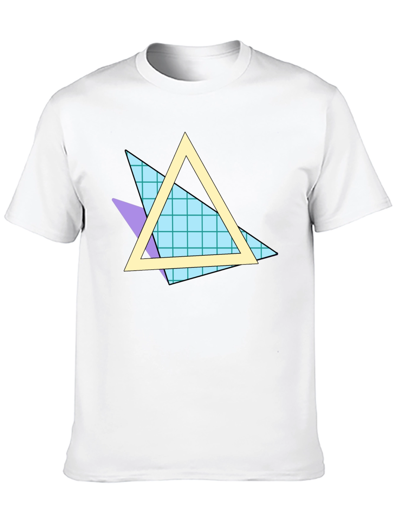 Retro 80s Triangle Pattern Black T-Shirt