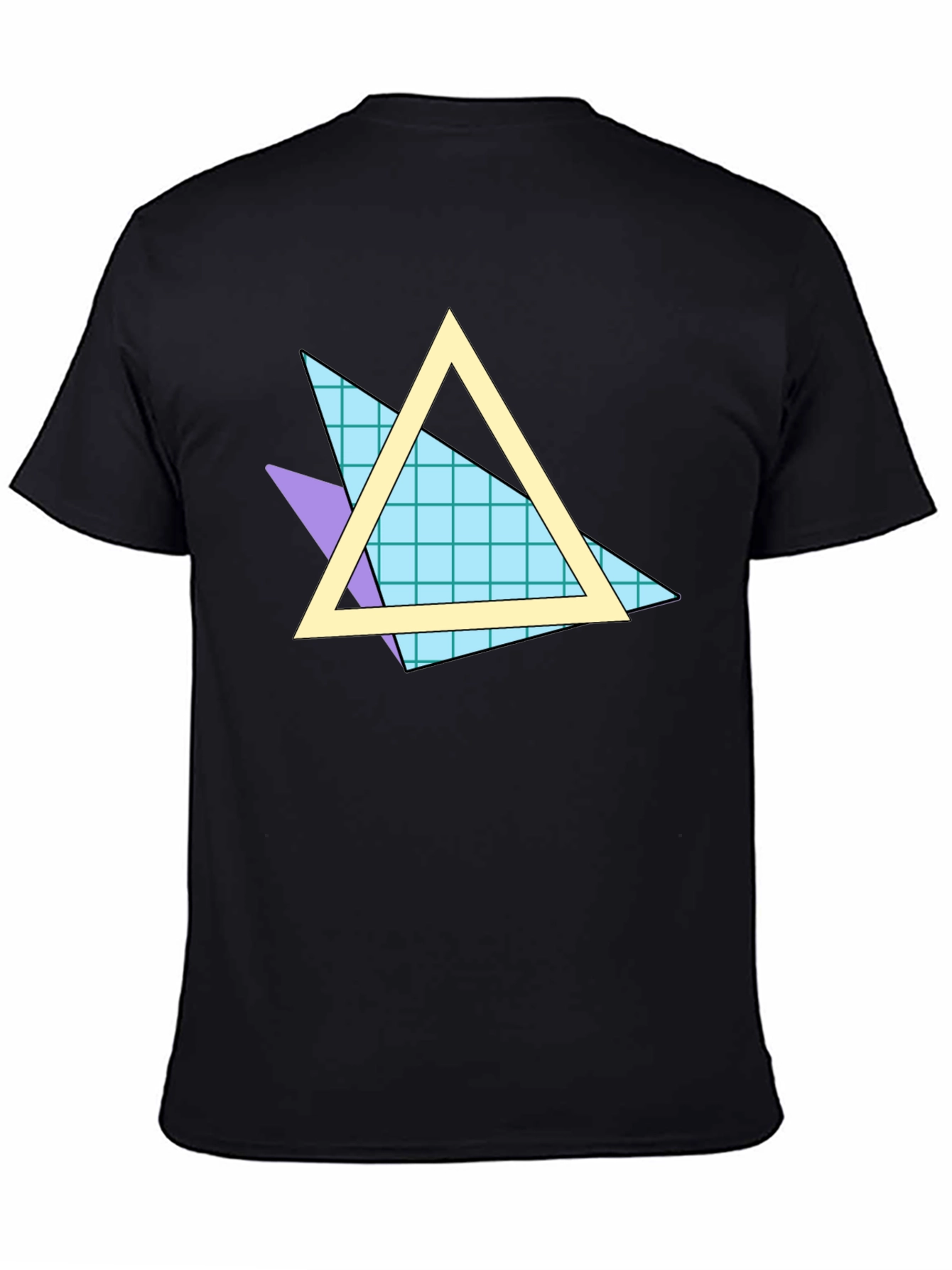 Retro 80s Triangle Pattern Black T-Shirt