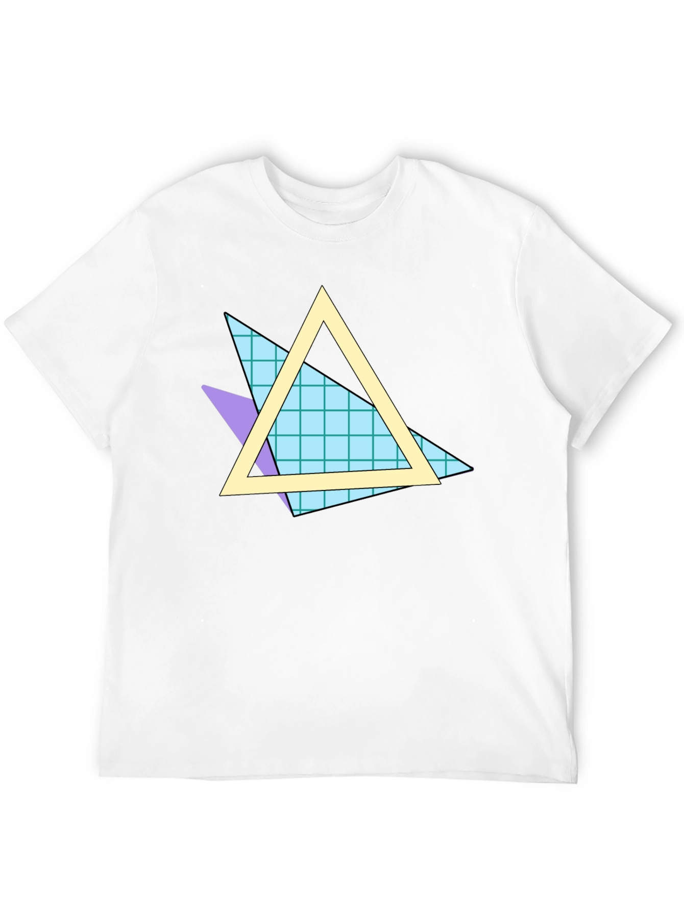 Retro 80s Triangle Pattern Black T-Shirt