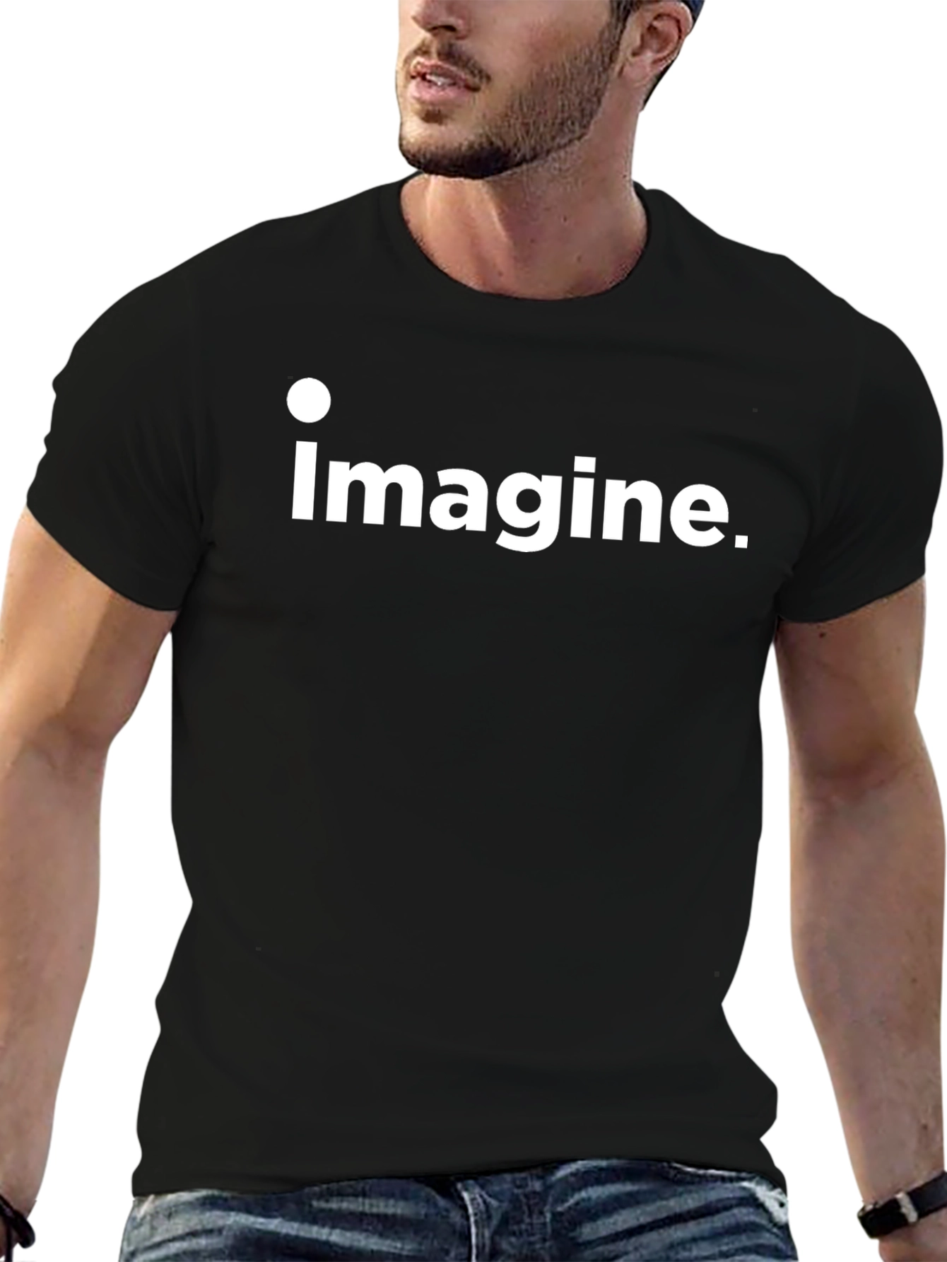 Imagine Graphic Tee - Black Cotton Comfort