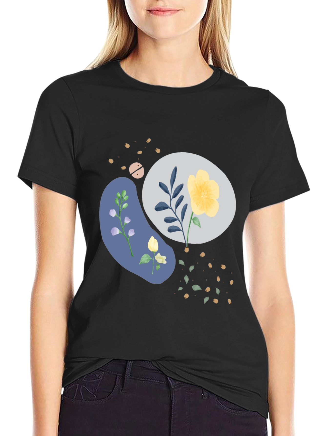 Floral Graphic Black T-Shirt