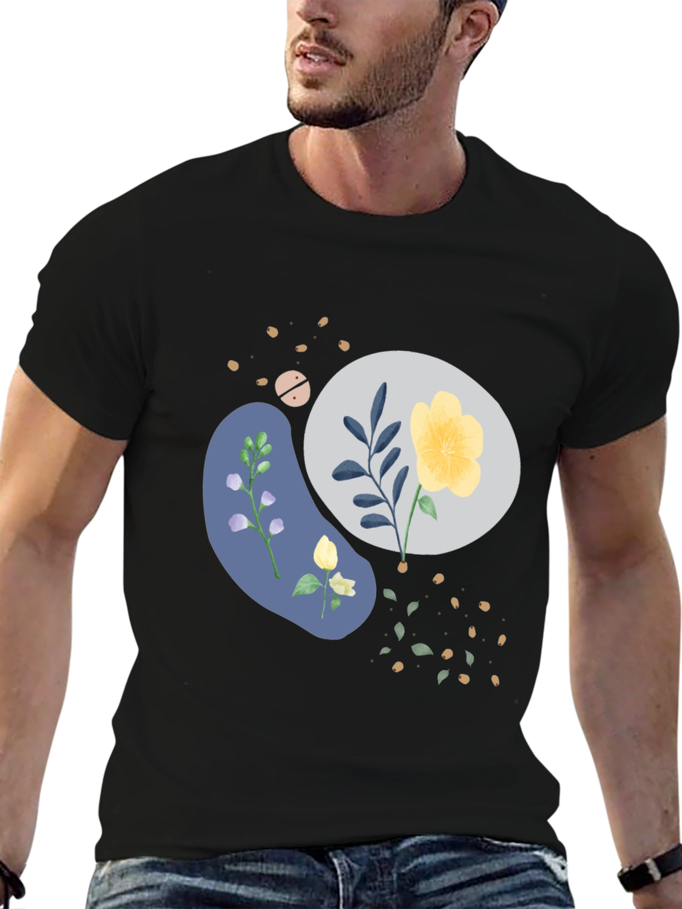 Floral Graphic Black T-Shirt