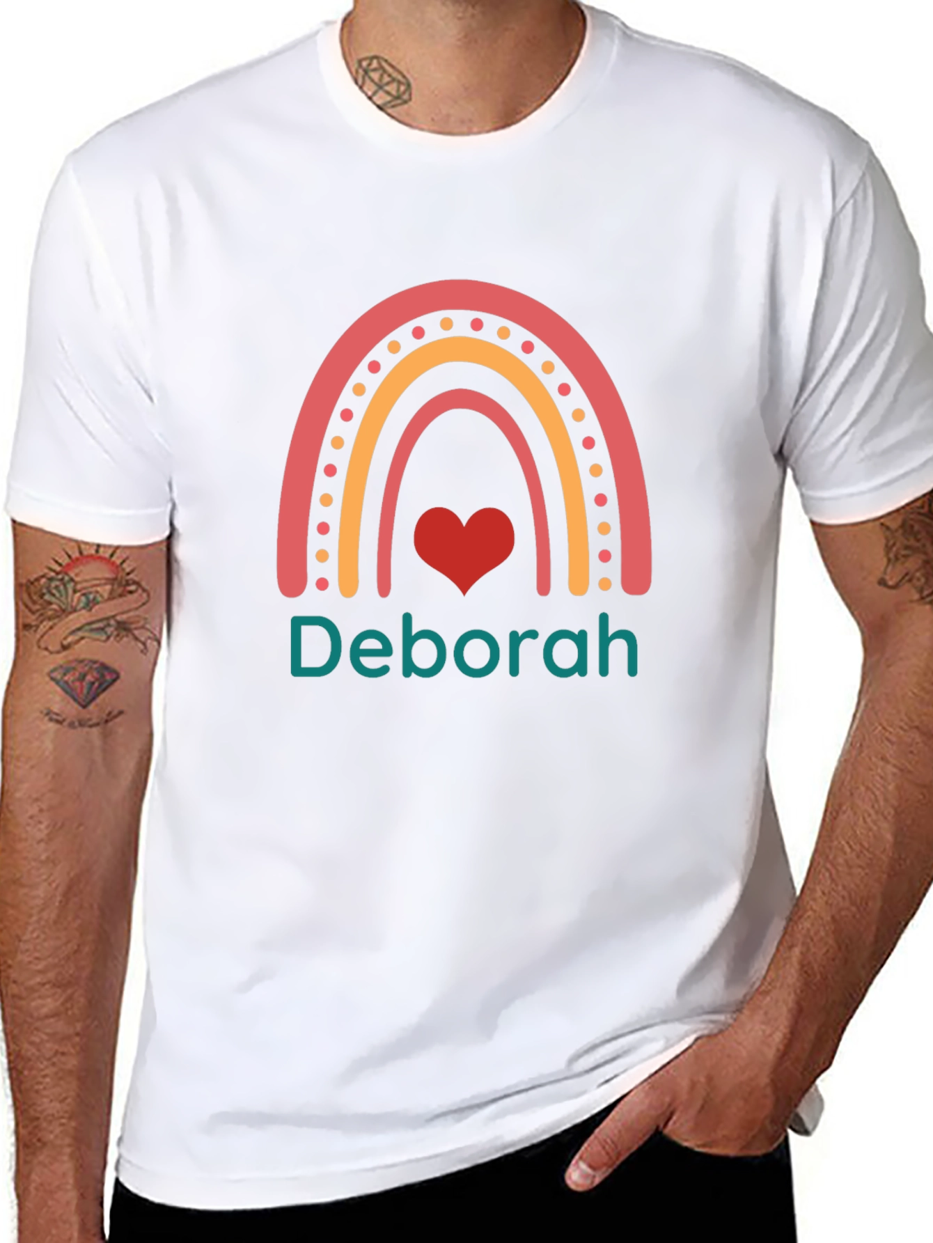Deborah Rainbow Heart T-Shirt - Custom Name Shirt