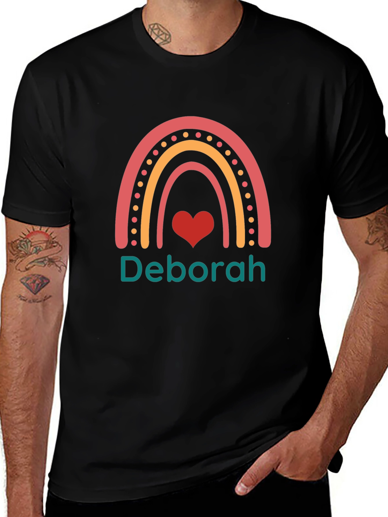 Deborah Rainbow Heart T-Shirt - Custom Name Shirt