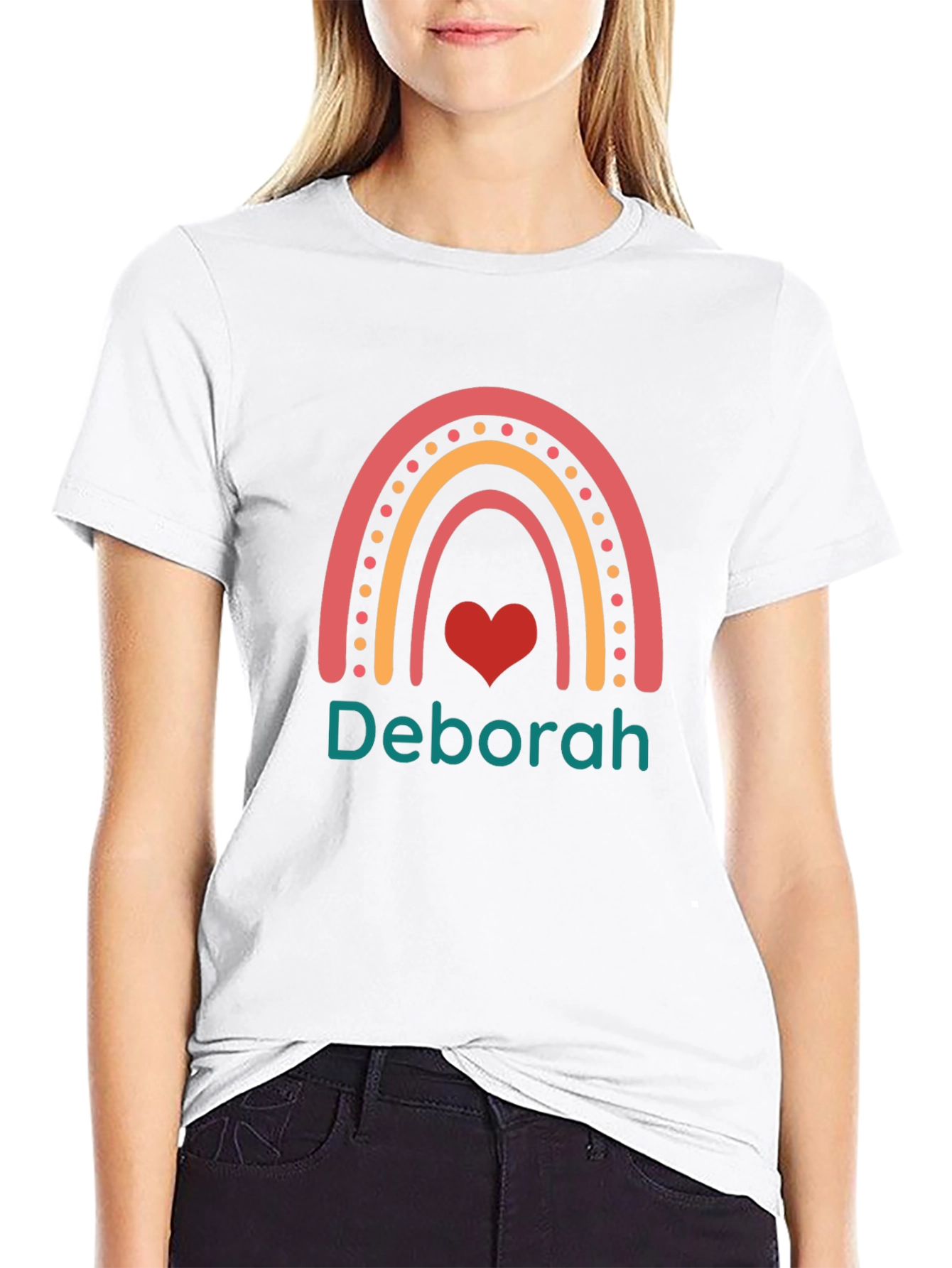 Deborah Rainbow Heart T-Shirt - Custom Name Shirt