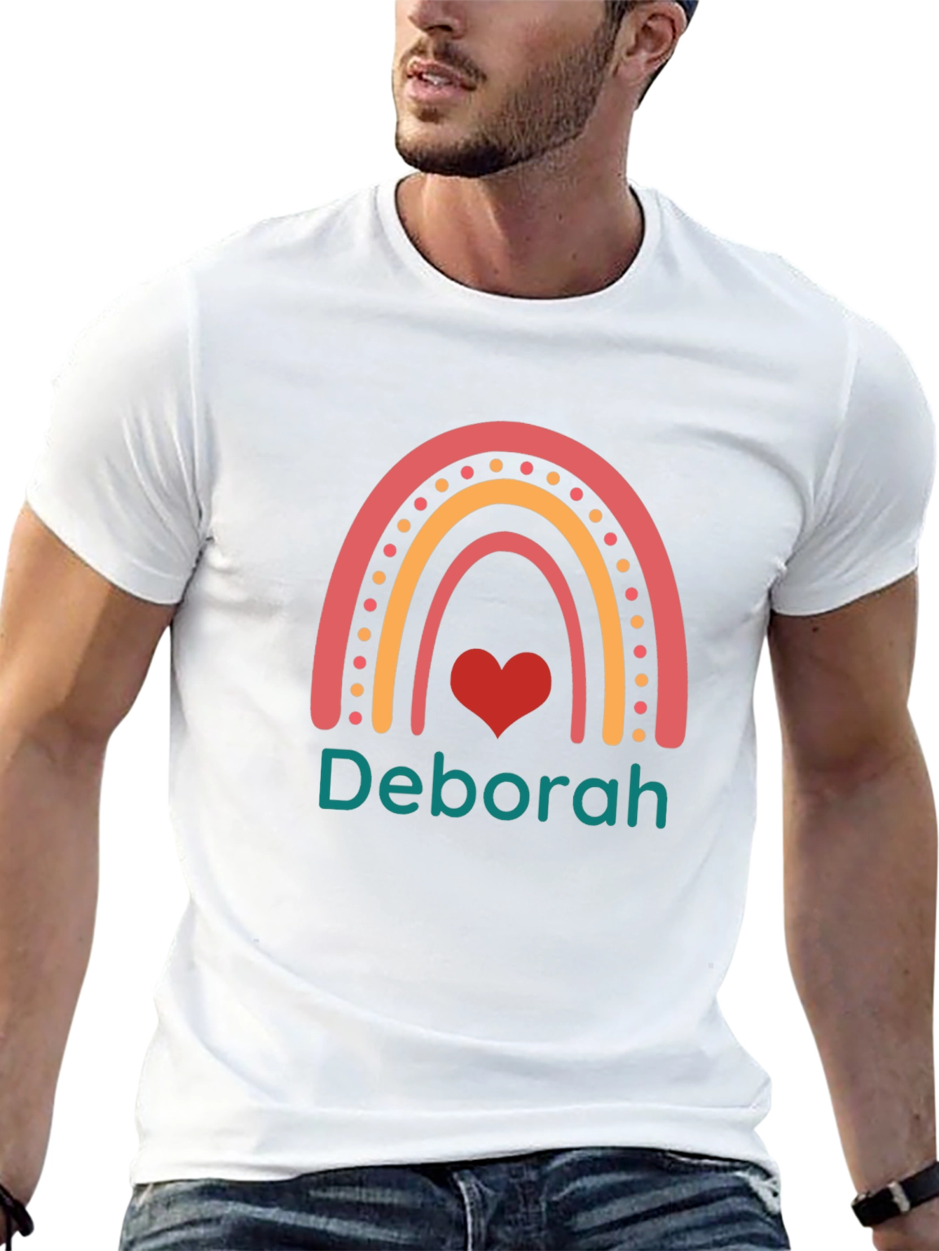 Deborah Rainbow Heart T-Shirt - Custom Name Shirt