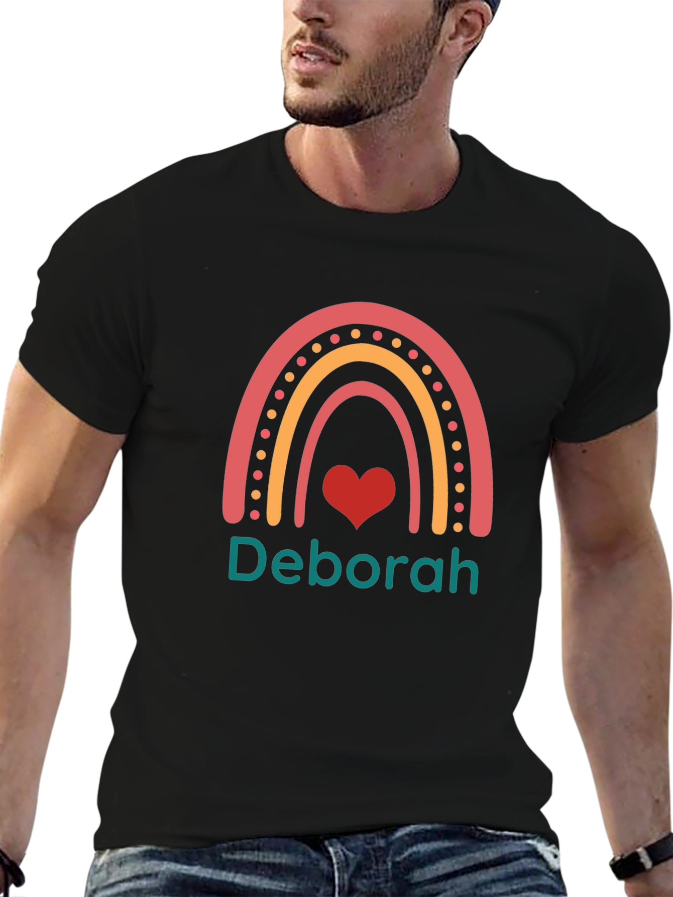 Deborah Rainbow Heart T-Shirt - Custom Name Shirt