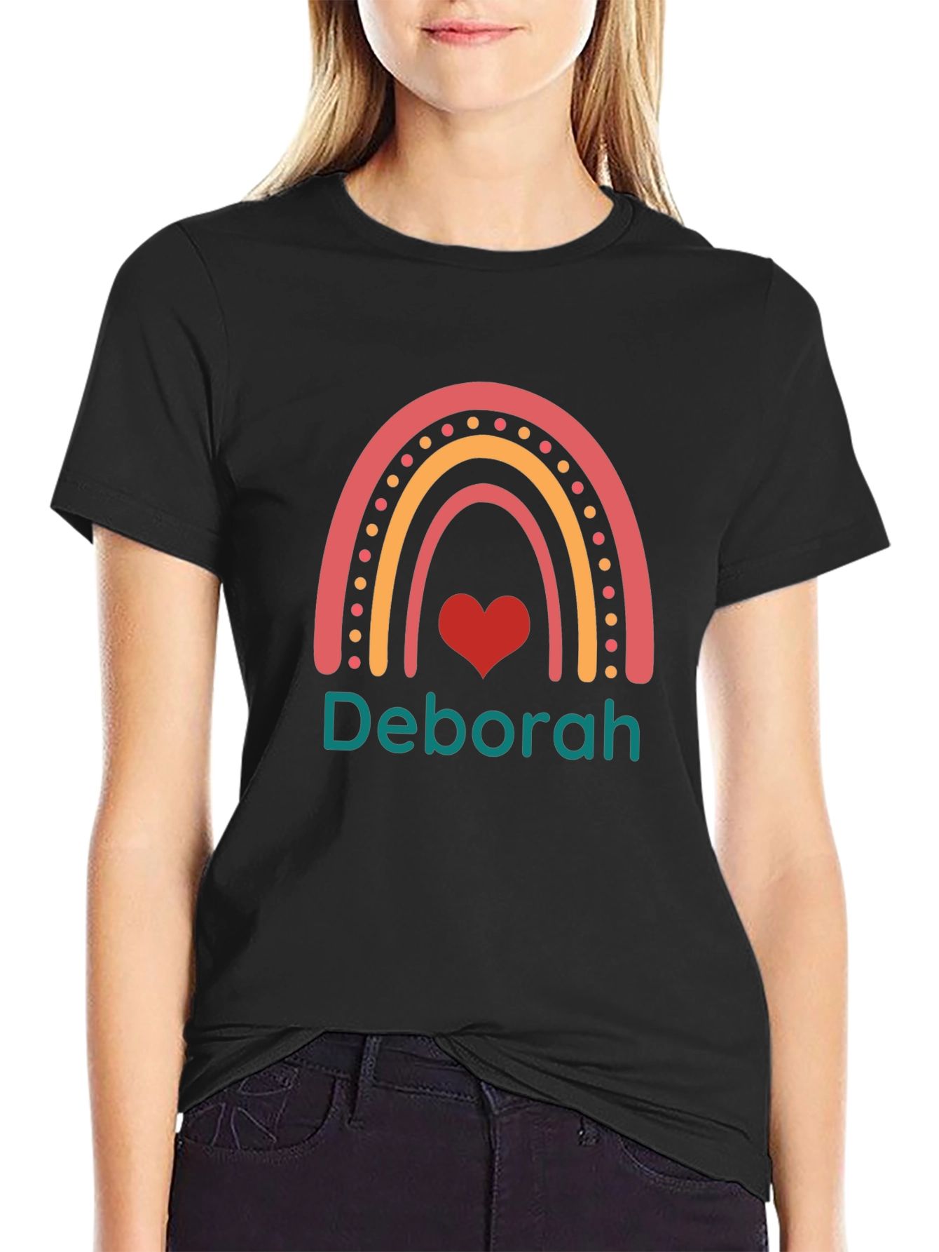 Deborah Rainbow Heart T-Shirt - Custom Name Shirt