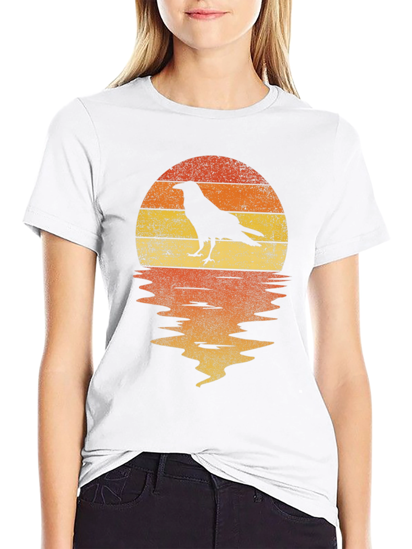 Raven Sunset T-Shirt - Retro Graphic Tee