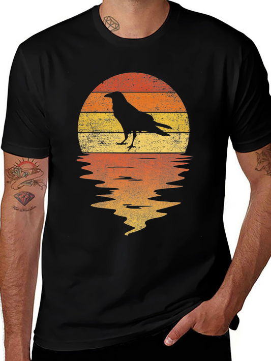 Raven Sunset T-Shirt - Retro Graphic Tee