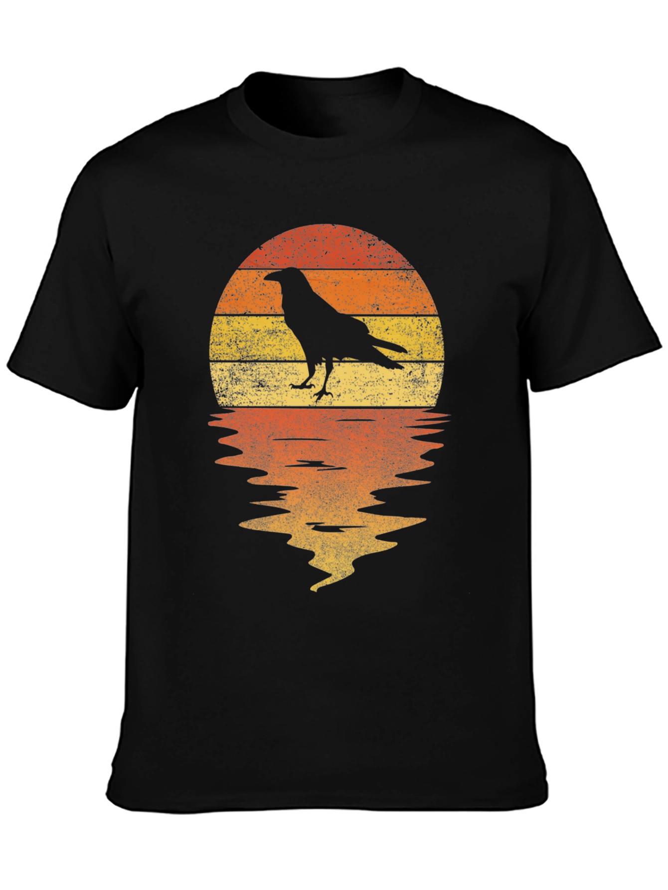 Raven Sunset T-Shirt - Retro Graphic Tee